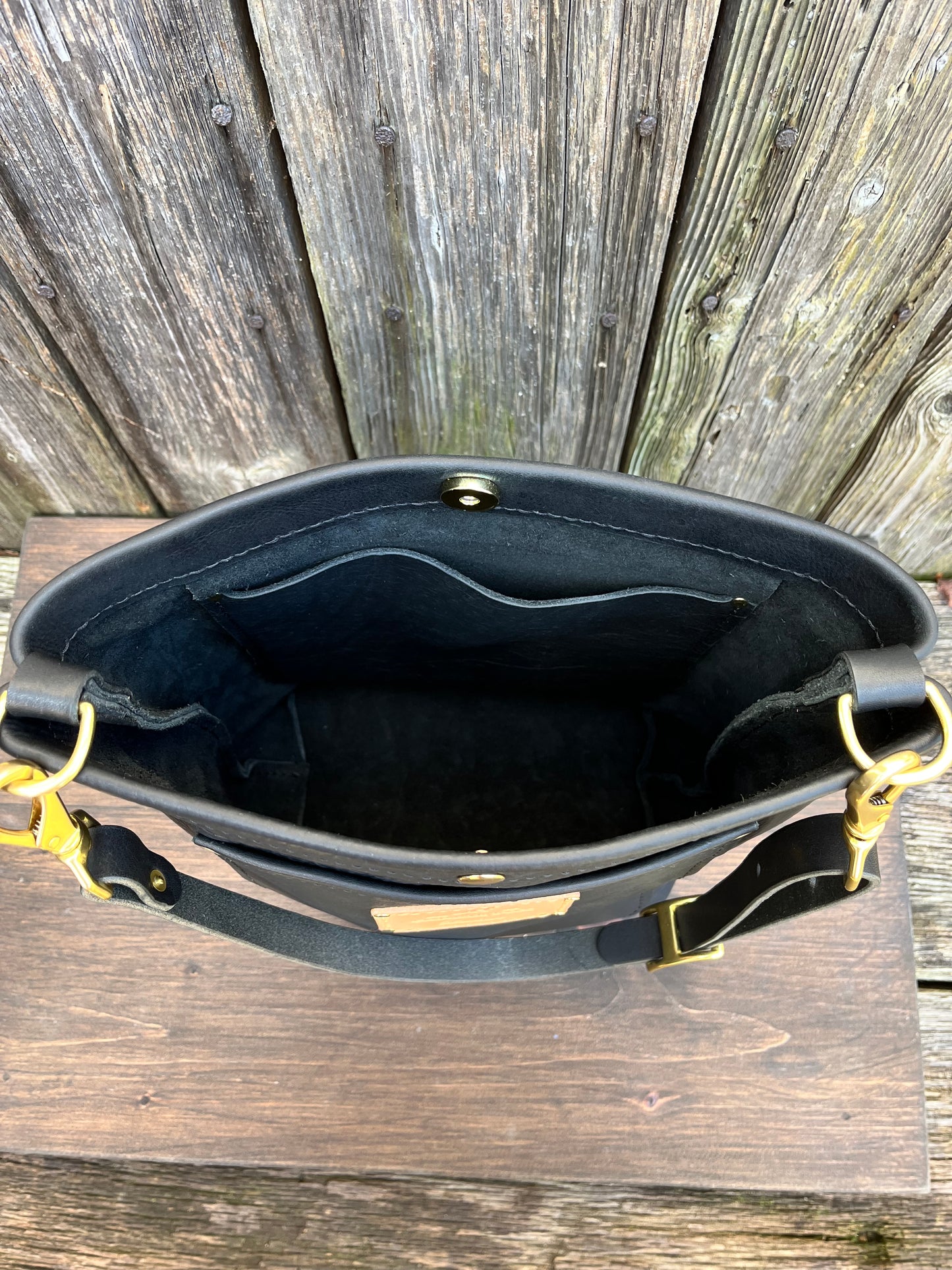 Bonnie Bucket in Black Kodiak with Adjustable Horween Strap
