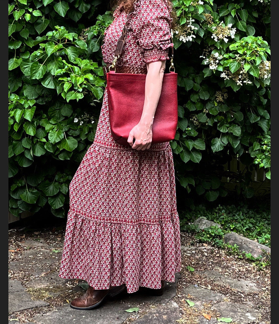 Carrie Hobo in Cherry Bison with Standard Leather Strap