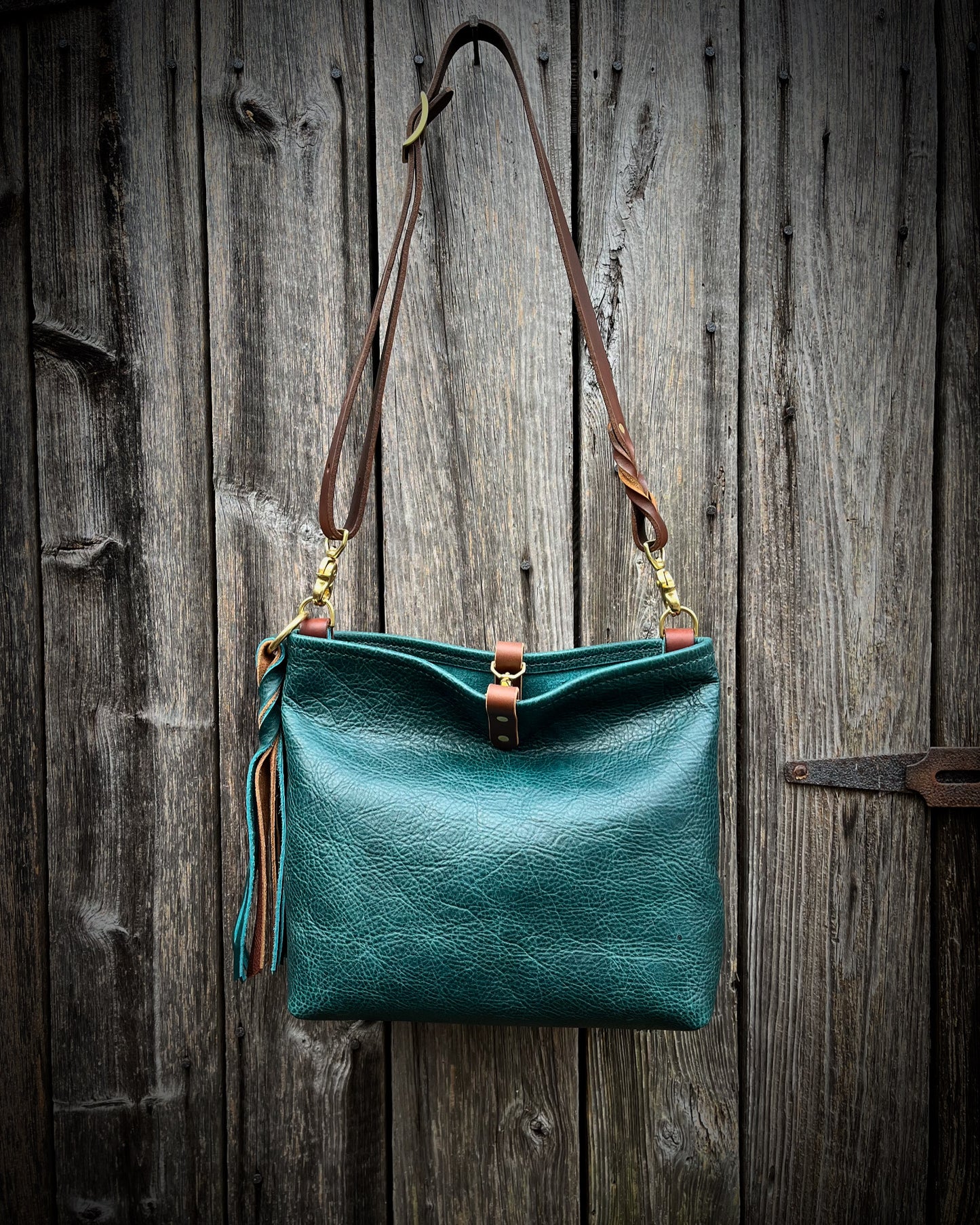 Mimi Slouch Bag in Blue Spruce with Trigger Snap Closure