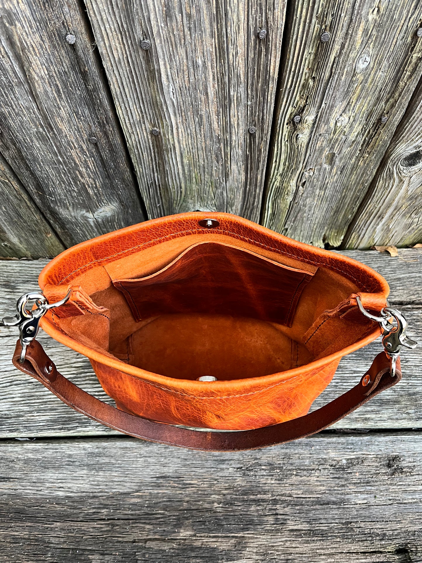 Carrie Hobo in Butternut Bison with Standard Leather Strap