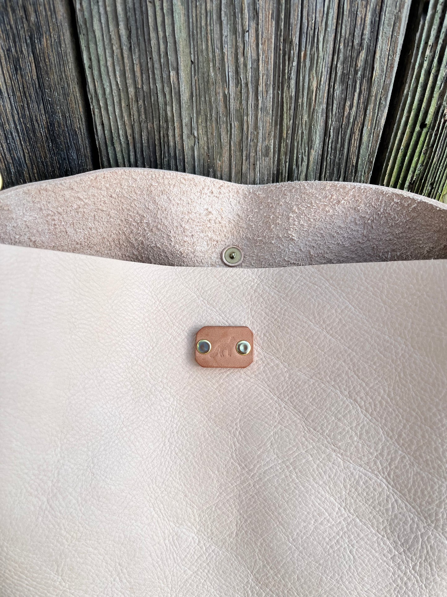 Barcelona Bucket in Natural Milled Veg Tan with Throwover Braided Tassel