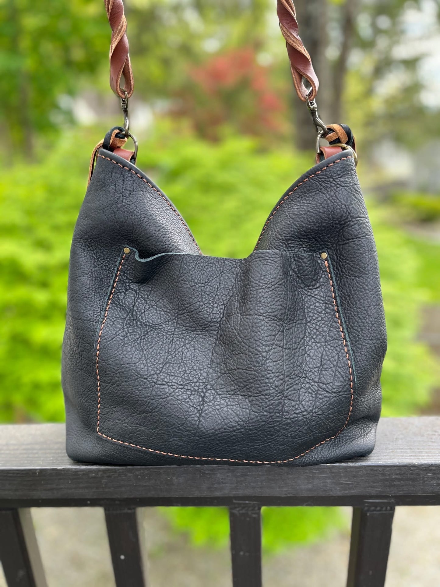 Chalet Bag in Distressed Black Bison