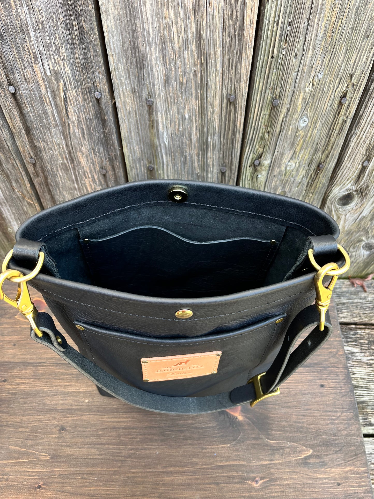 Bonnie Bucket in Black Kodiak with Adjustable Horween Strap