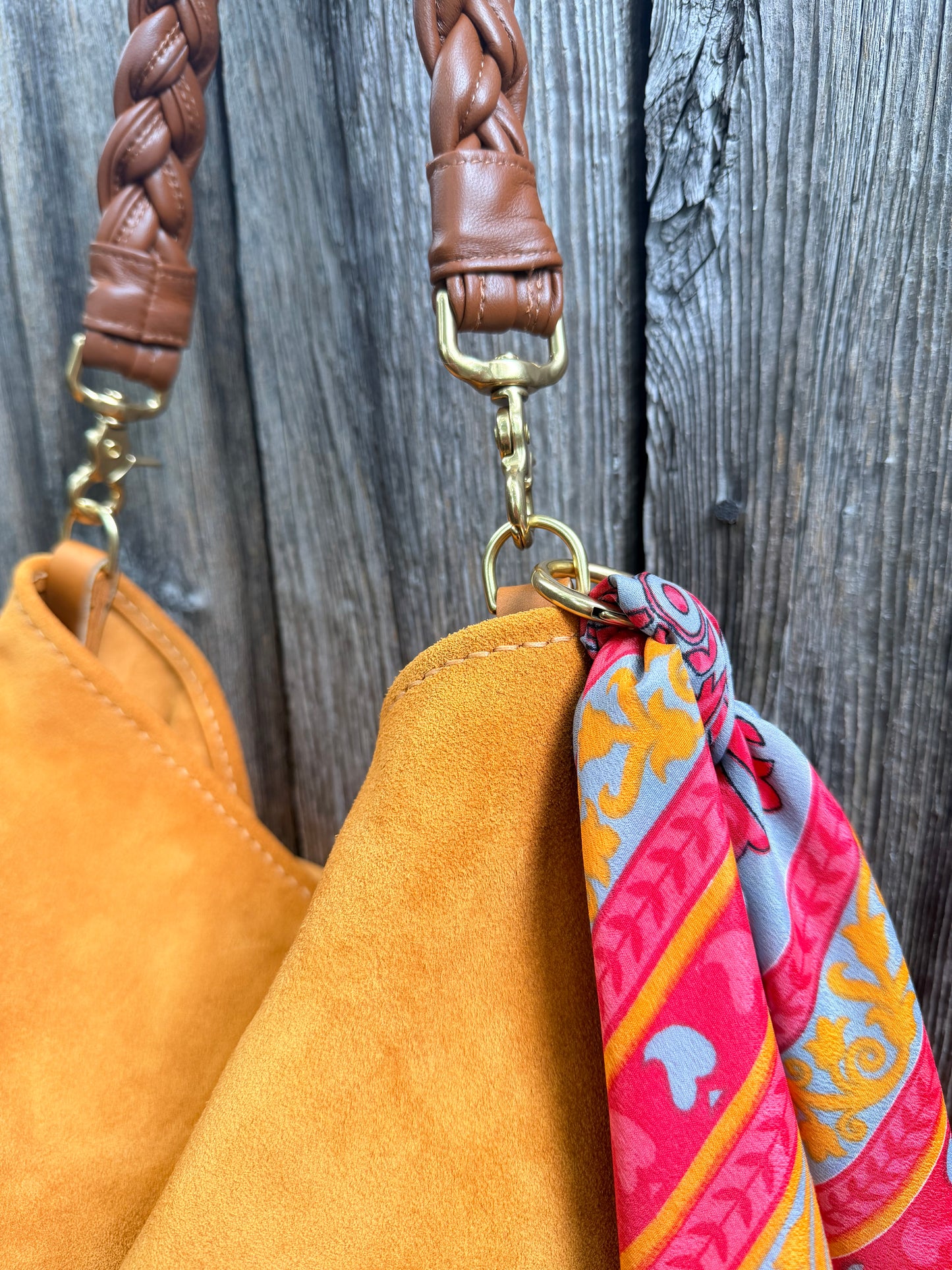 Beach Bucket in Cider Slouchy Suede with KG Braided Strap
