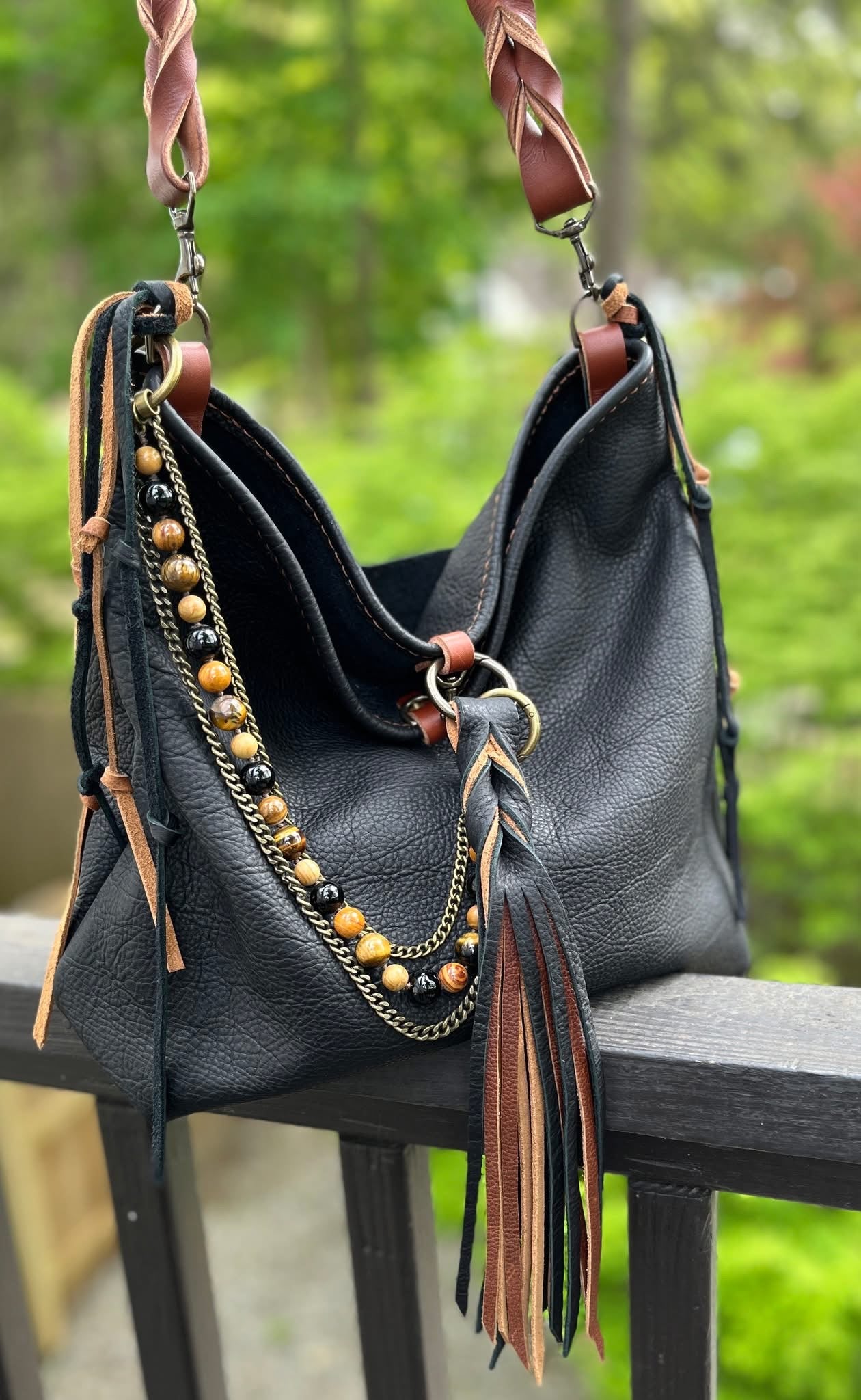 Chalet Bag in Distressed Black Bison