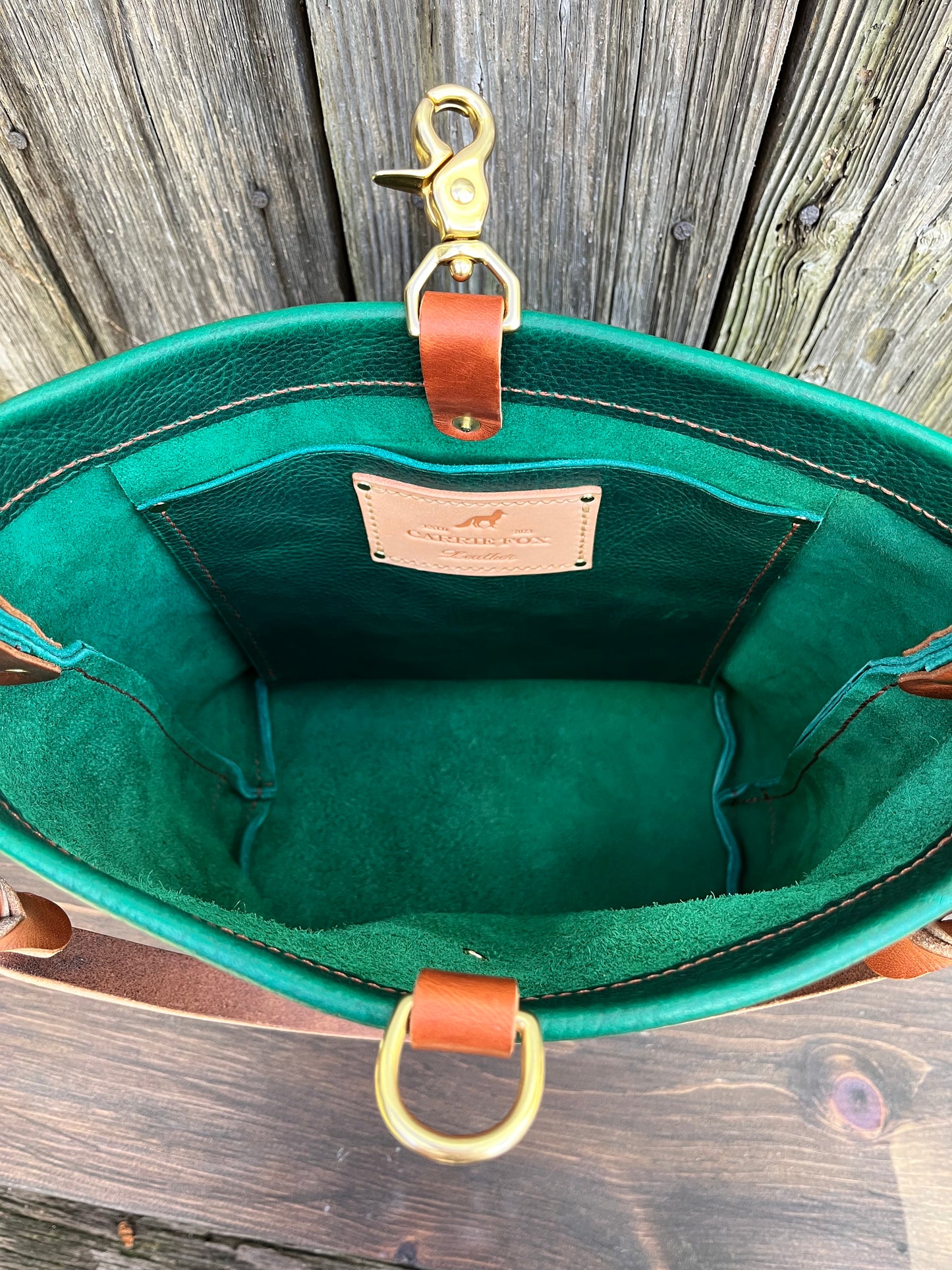 Carrie Panel Pocket Hobo in Emerald Cowhide