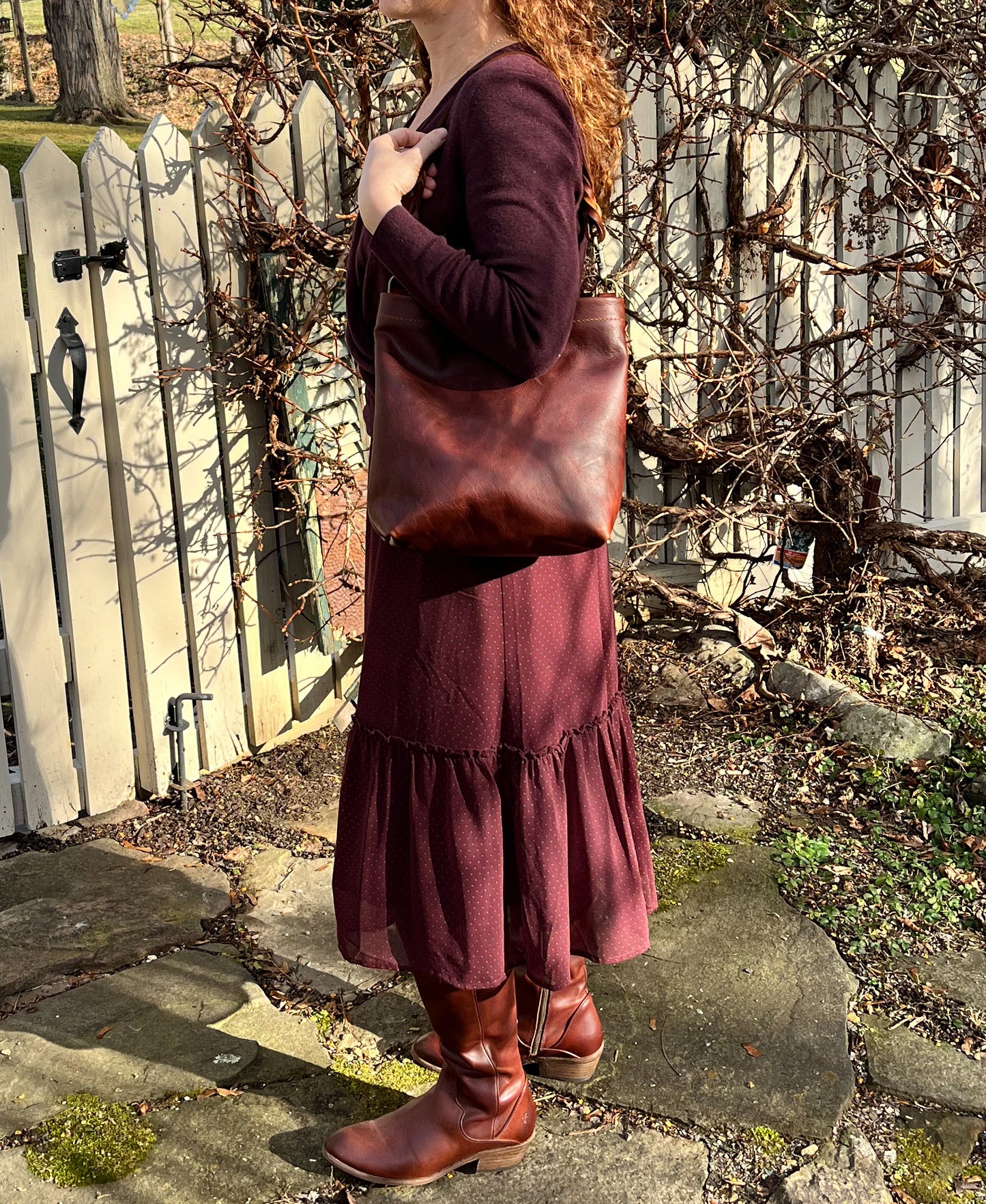 Carrie Hobo in Nutmeg Cowhide with Braided Leather Strap