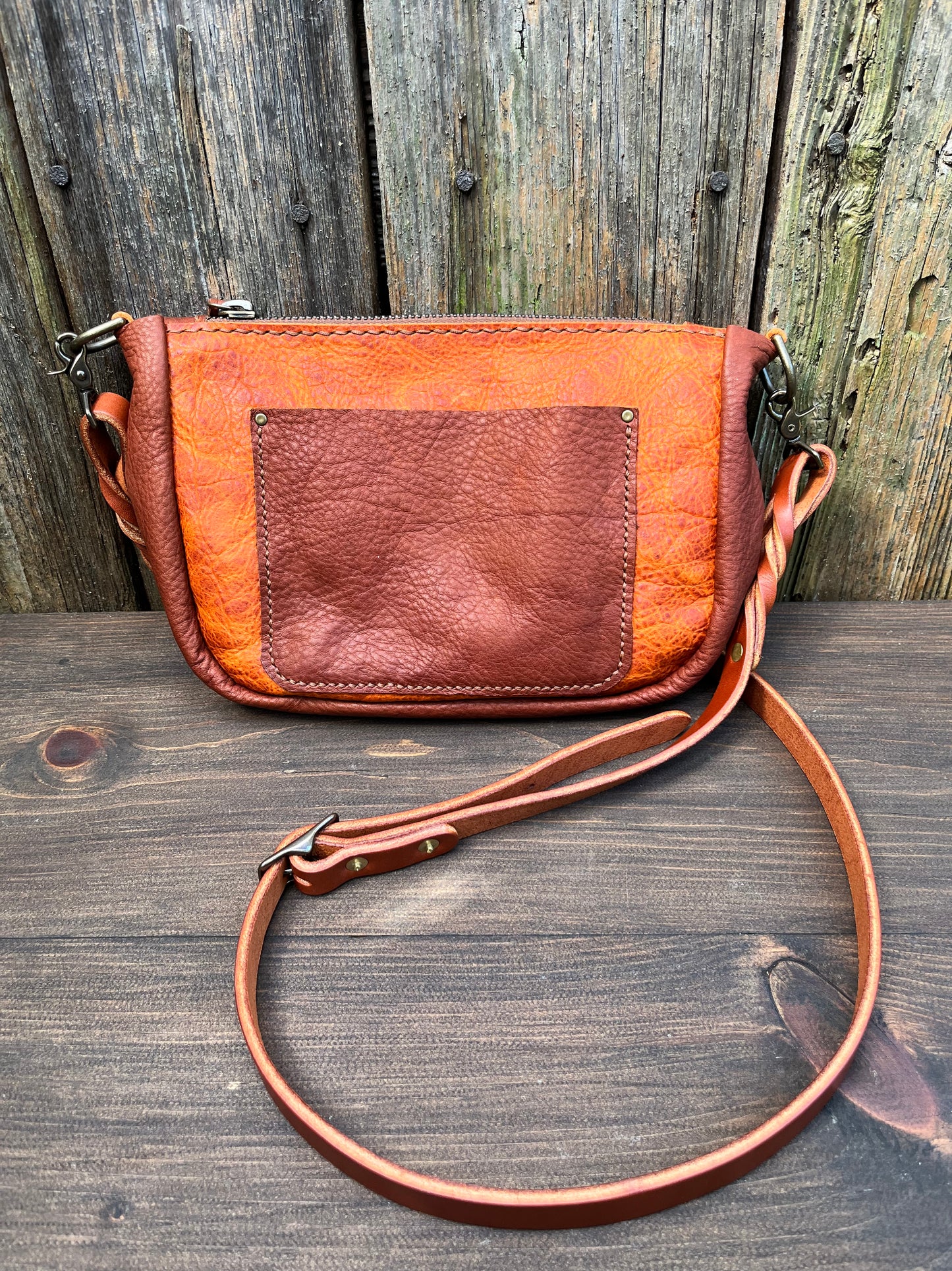 Poppy Crossbody in Butternut Bison with Brandy Naked Cow