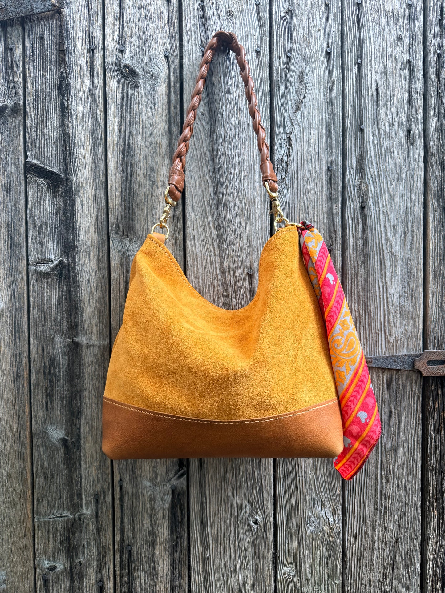 Beach Bucket in Cider Slouchy Suede with KG Braided Strap
