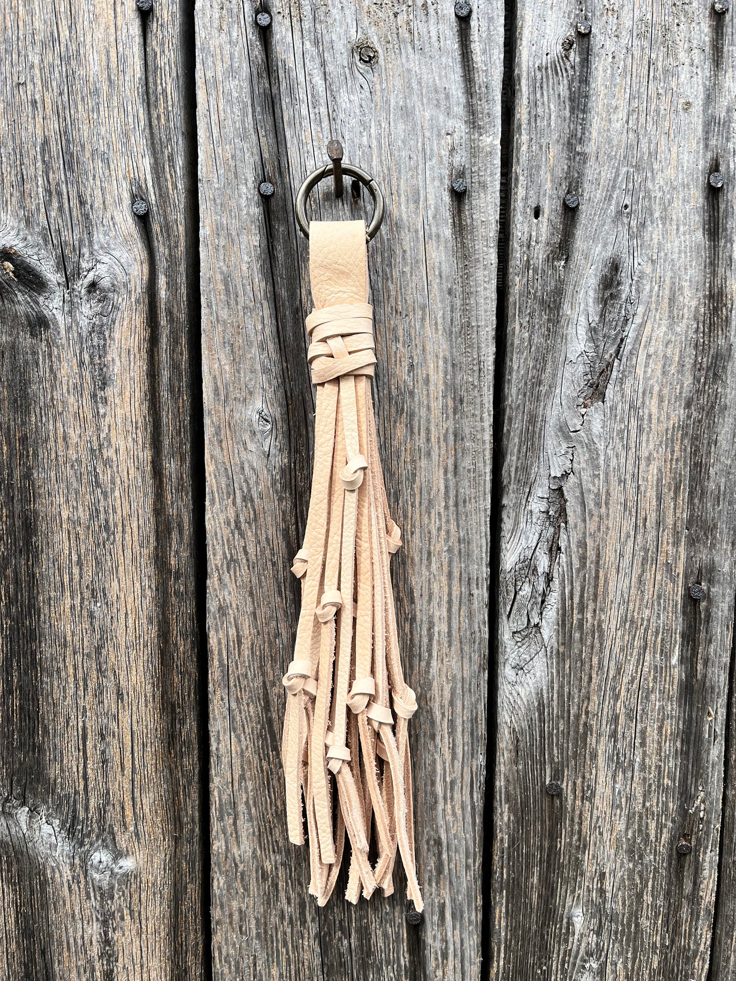 Extra Long Knotted Leather Tassel in Natural Veg Tan 15”