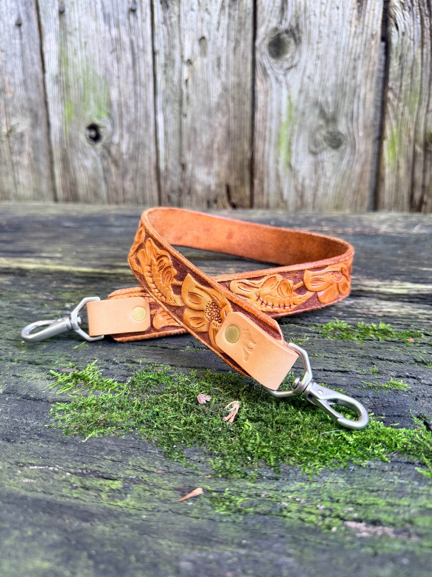 Hand-tooled Leather Shoulder Strap