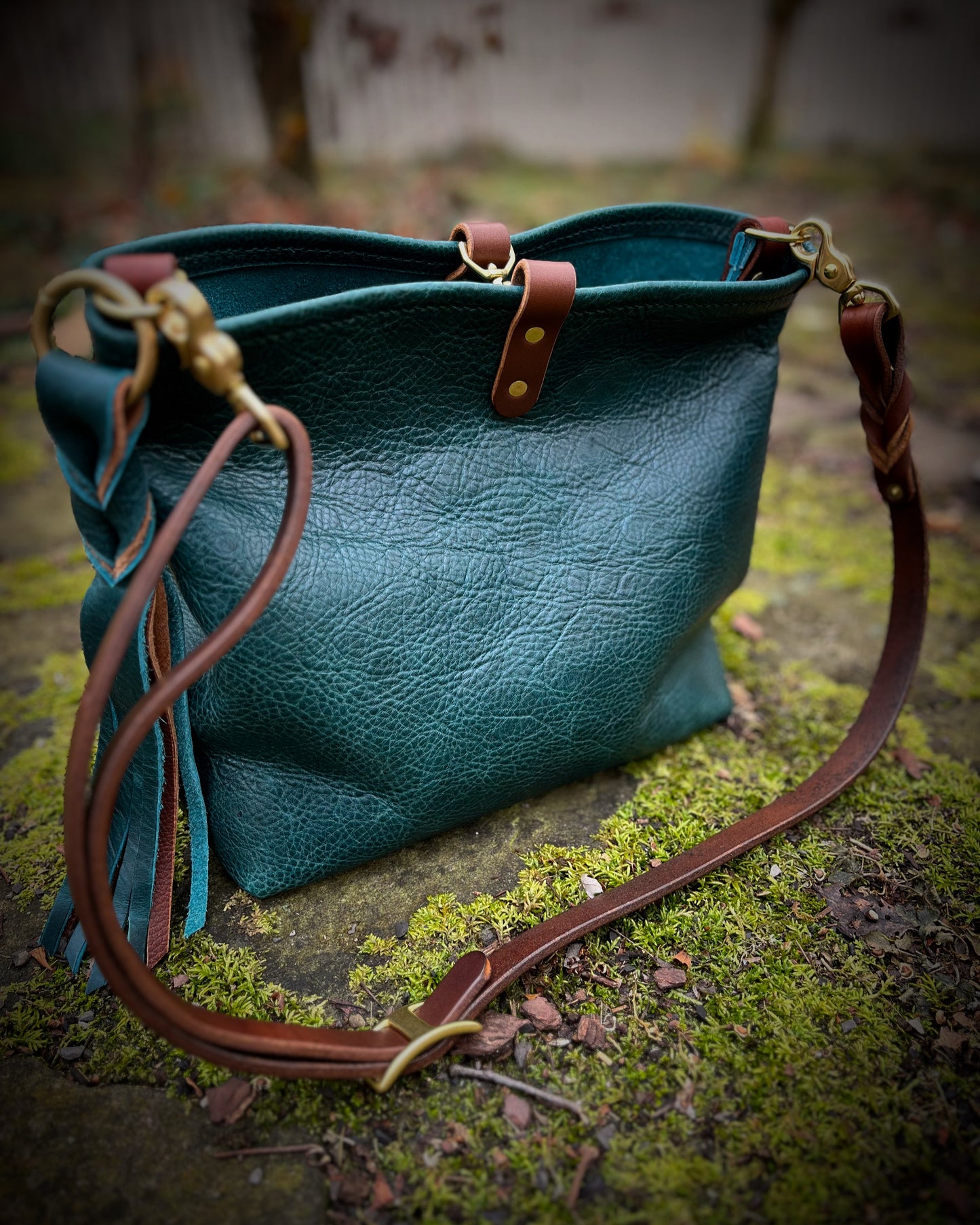 Mimi Slouch Bag in Blue Spruce with Trigger Snap Closure