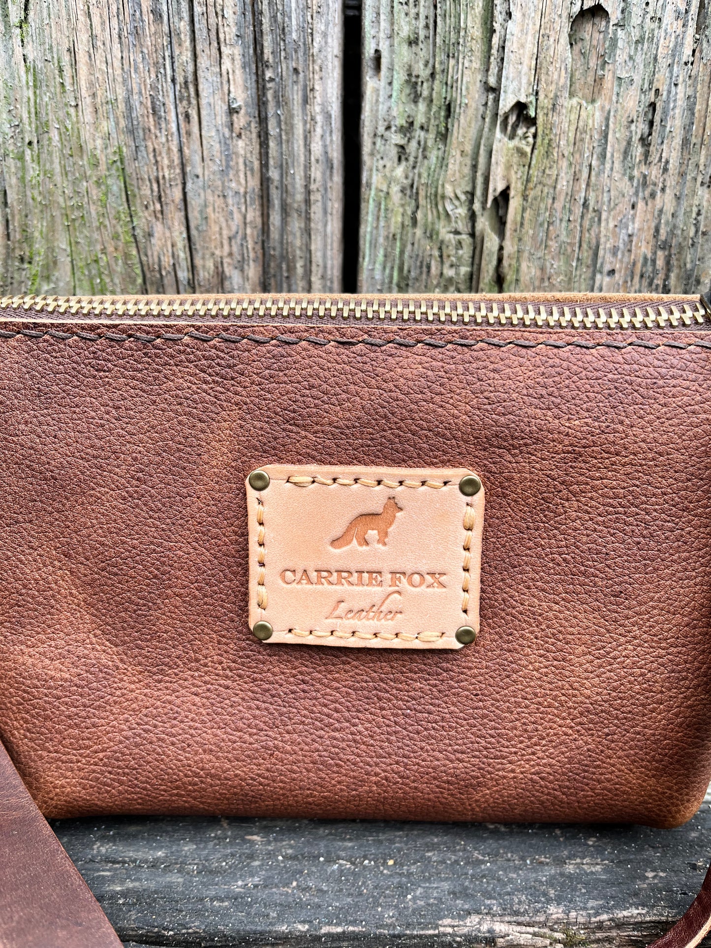 Pipsqueak Wristlet/Crossbody in Maverick Cowhide with Dark Brown Leather Accents