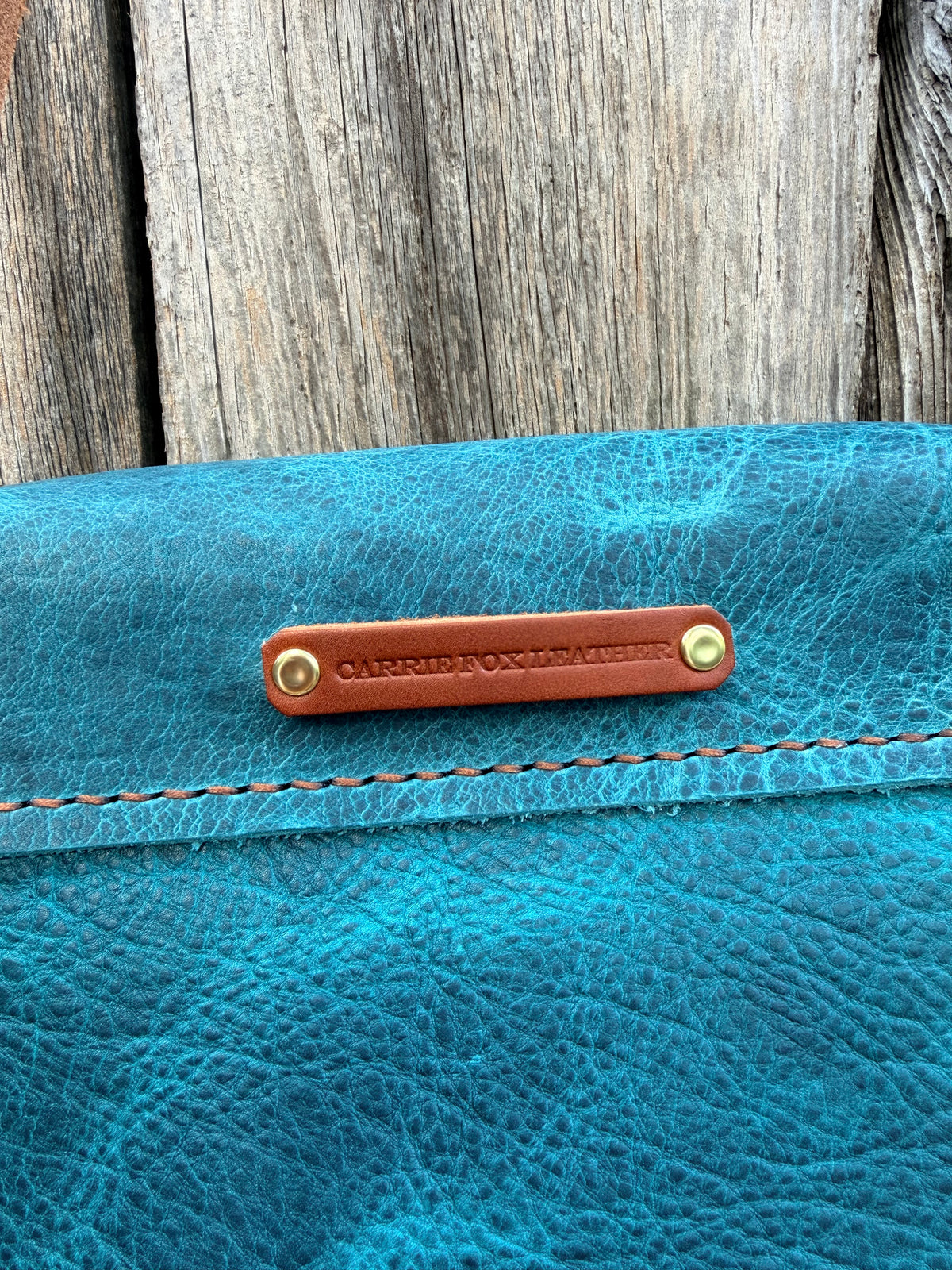 Bubby Bag in Premium Blue Bison with Whimsical Leather Flowers