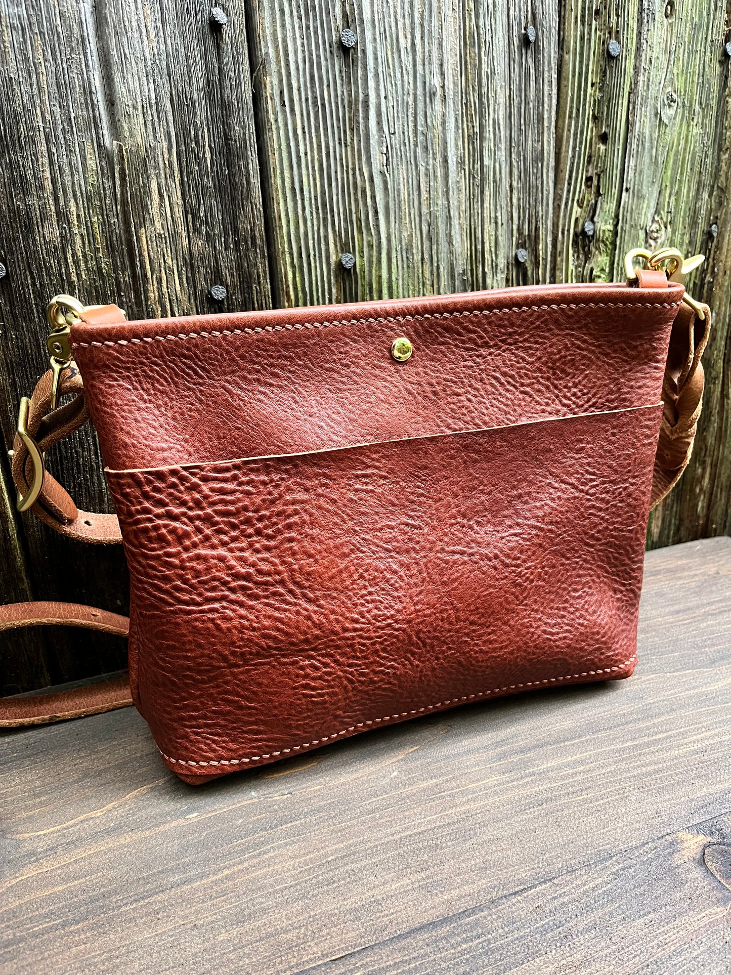 Emma Mini Crossbody in Cognac Milled Veg Tanned Leather