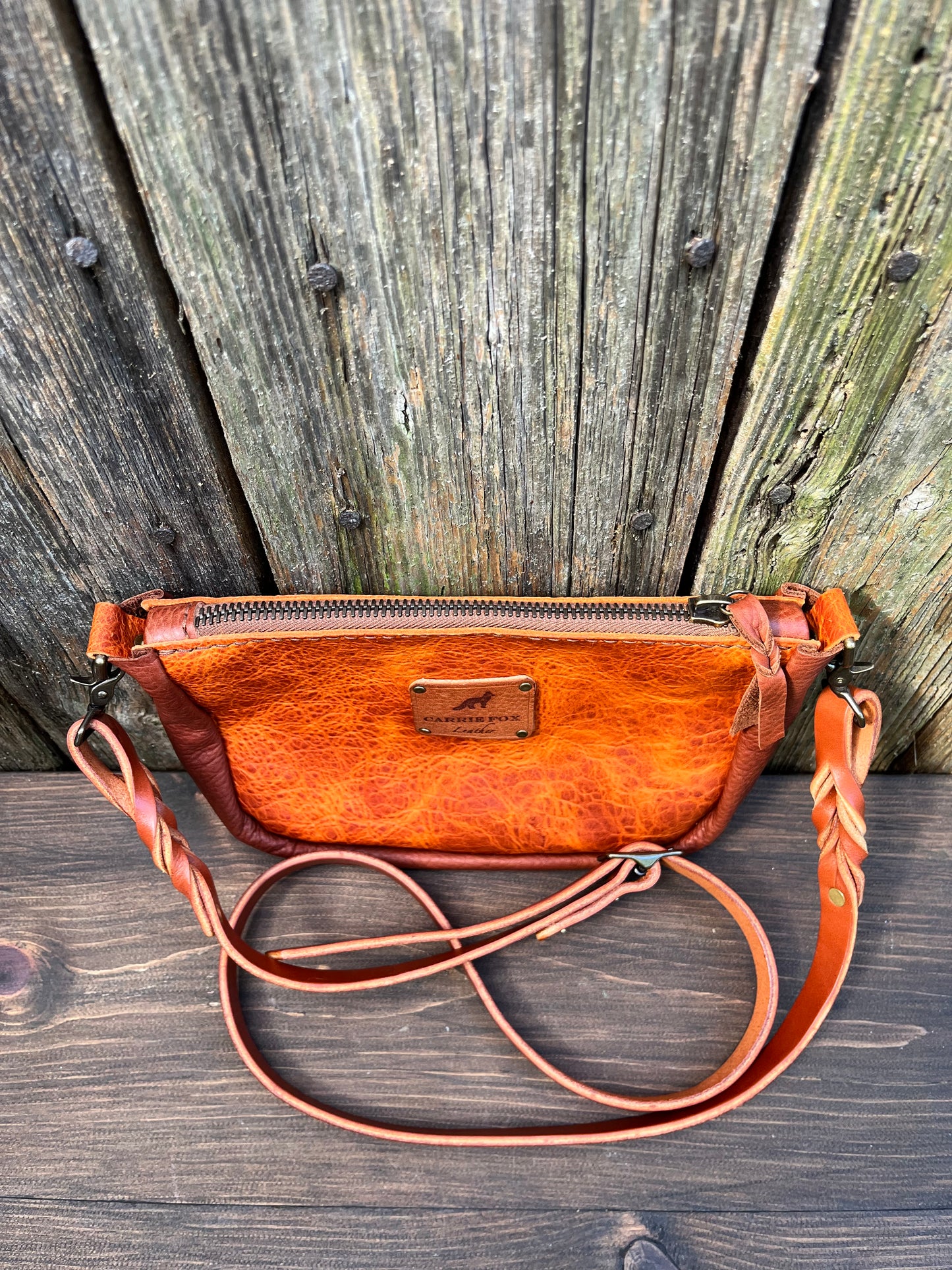 Poppy Crossbody in Butternut Bison with Brandy Naked Cow