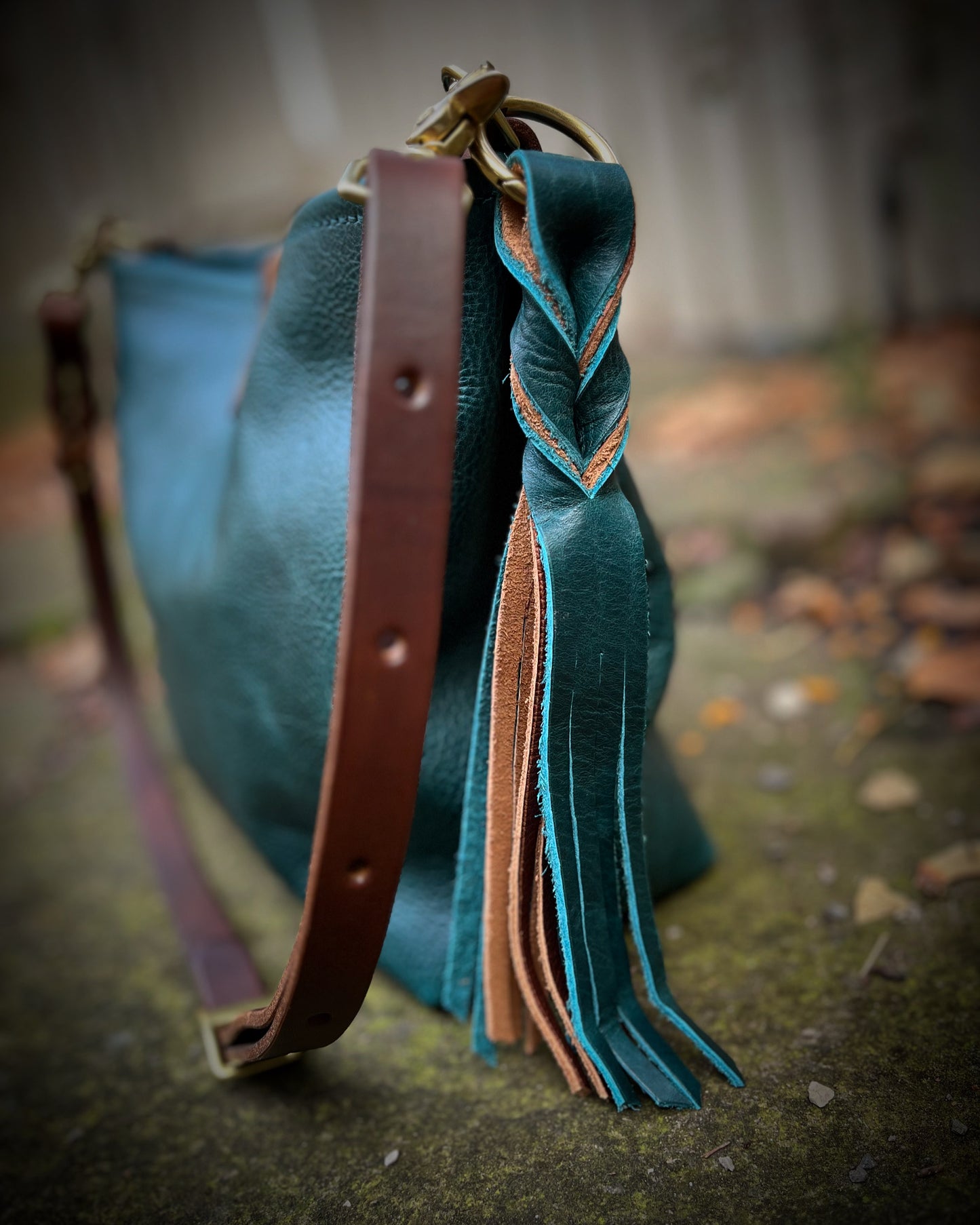 Mimi Slouch Bag in Blue Spruce with Trigger Snap Closure