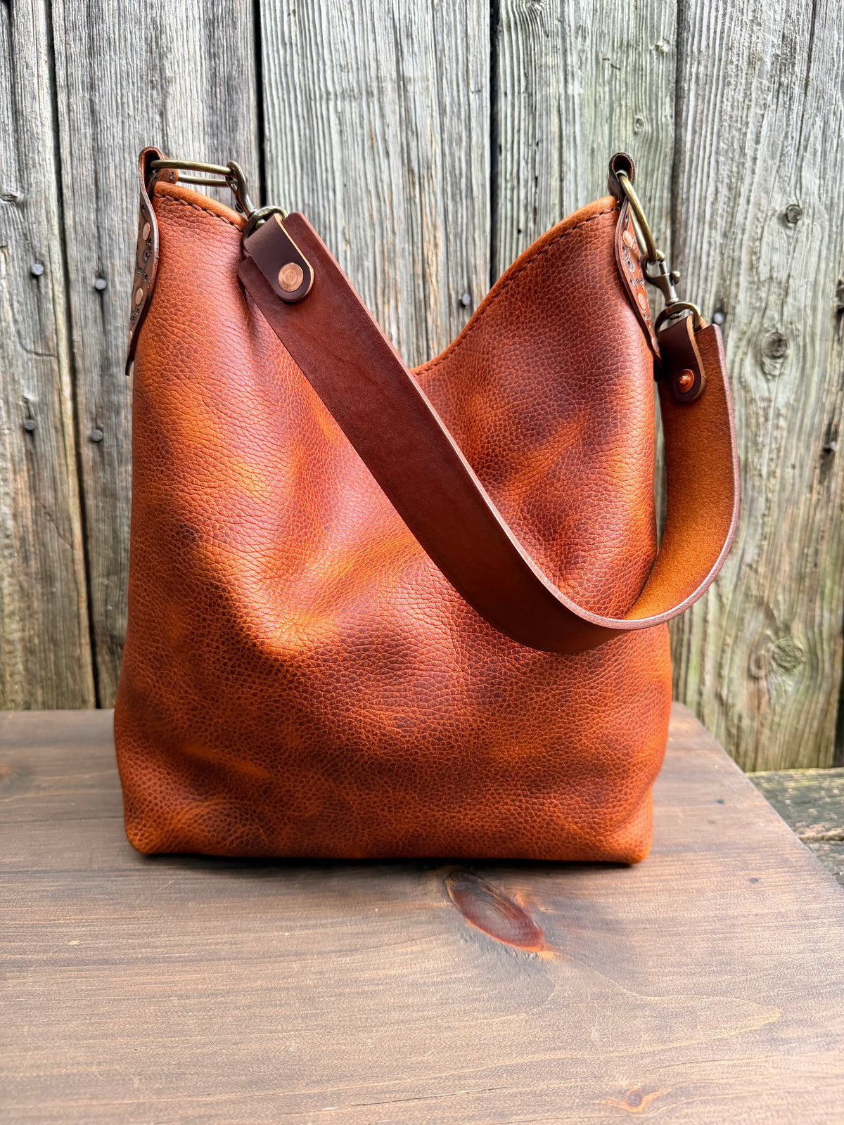 Willy Bucket in Amber Honey with Short Guitar Strap - MTO