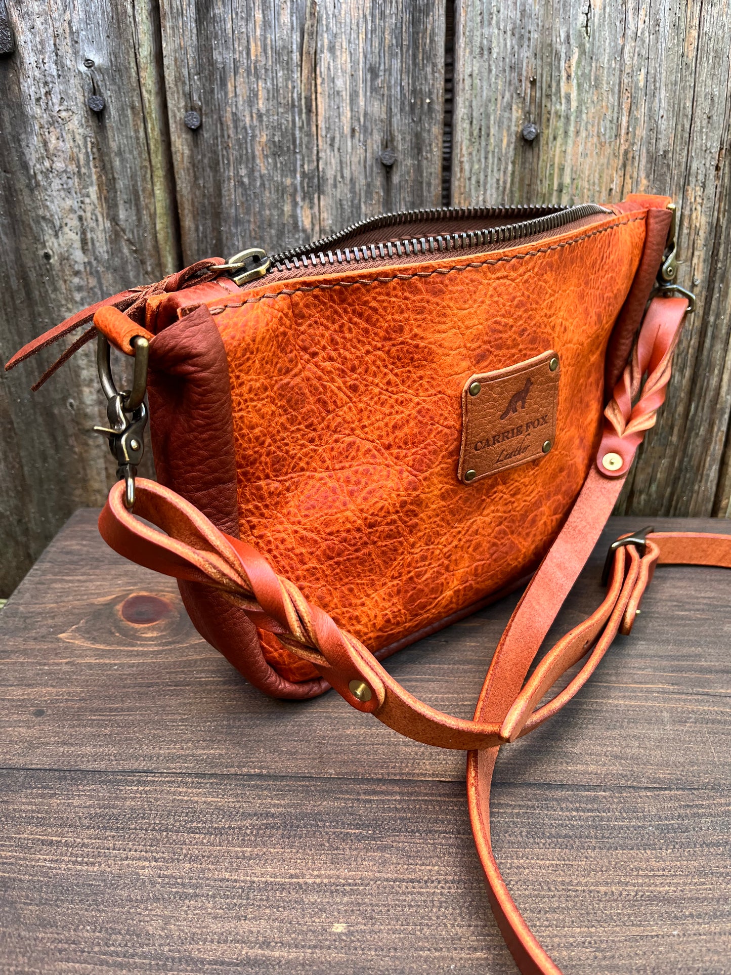 Poppy Crossbody in Butternut Bison with Brandy Naked Cow