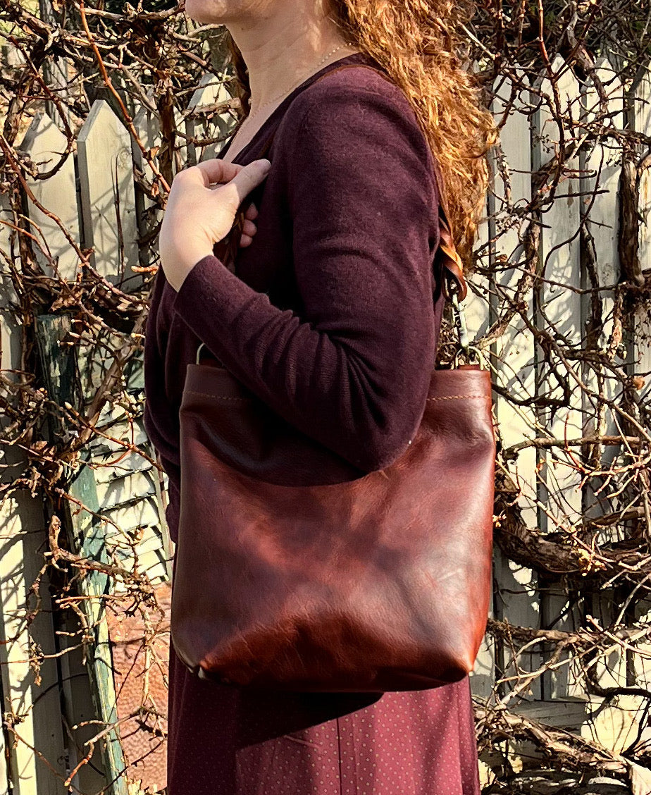 Carrie Hobo in Nutmeg Cowhide with Braided Leather Strap