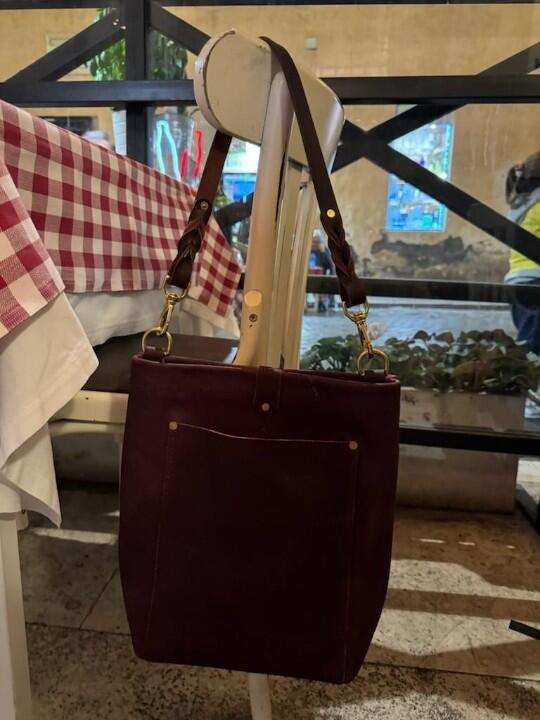 Bonnie Bucket in Purple Kodiak with Longer Braided Leather Strap