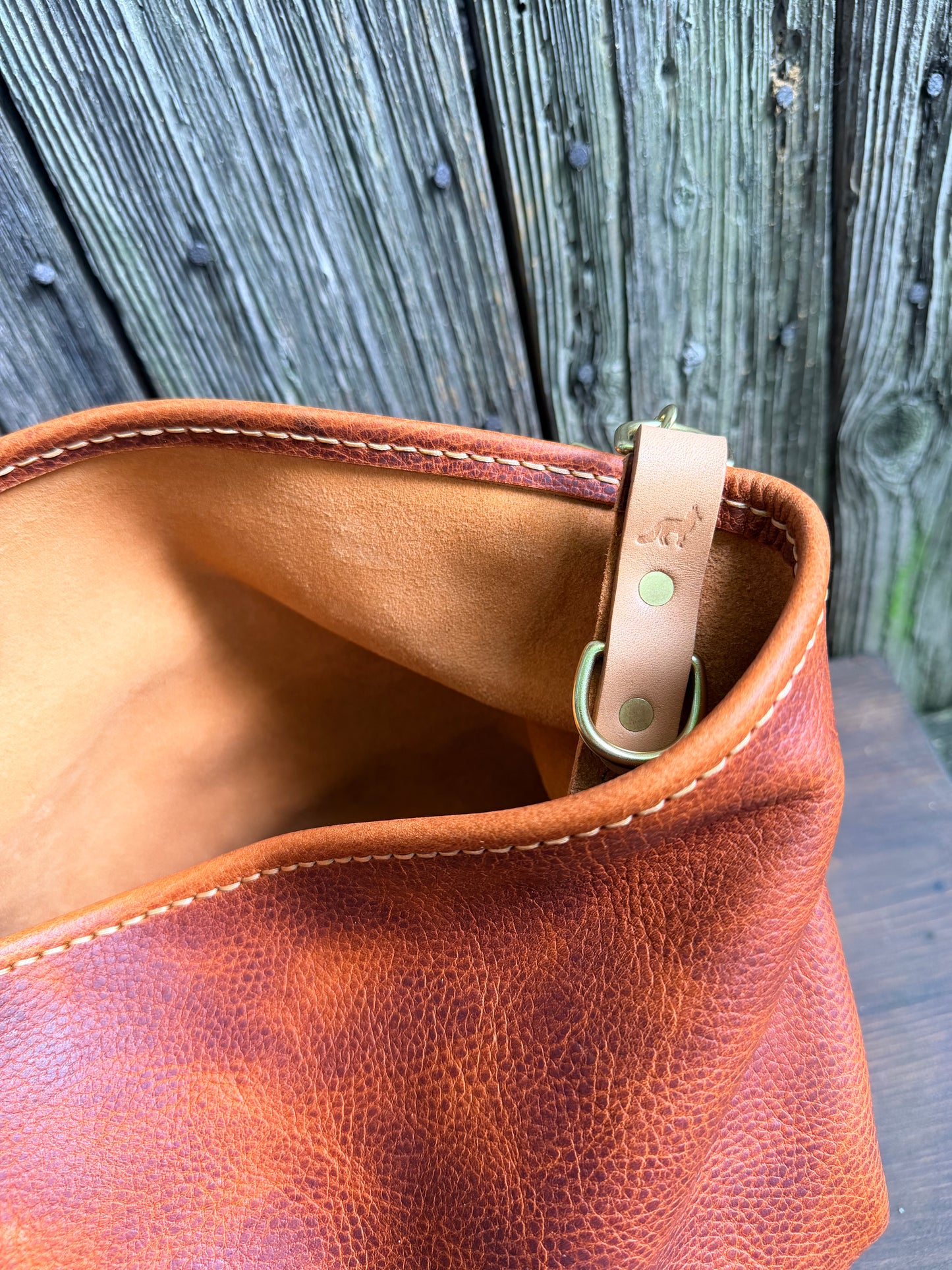 Rodeo Large Bucket in Hot Coals with Horween Braided Strap