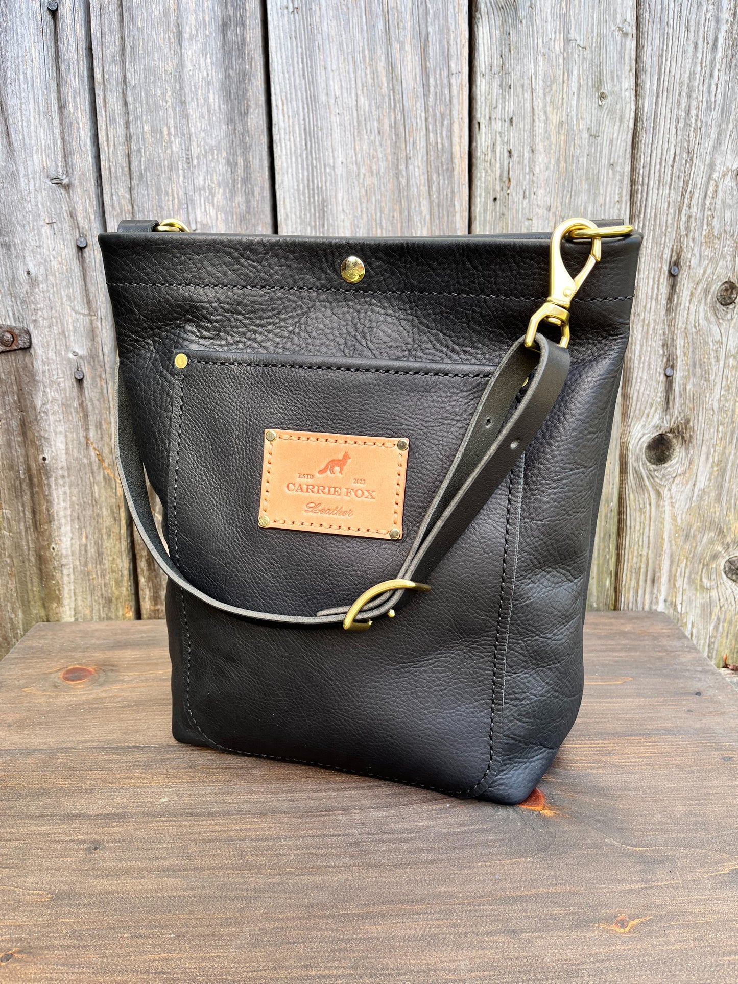 Bonnie Bucket in Black Kodiak with Adjustable Horween Strap