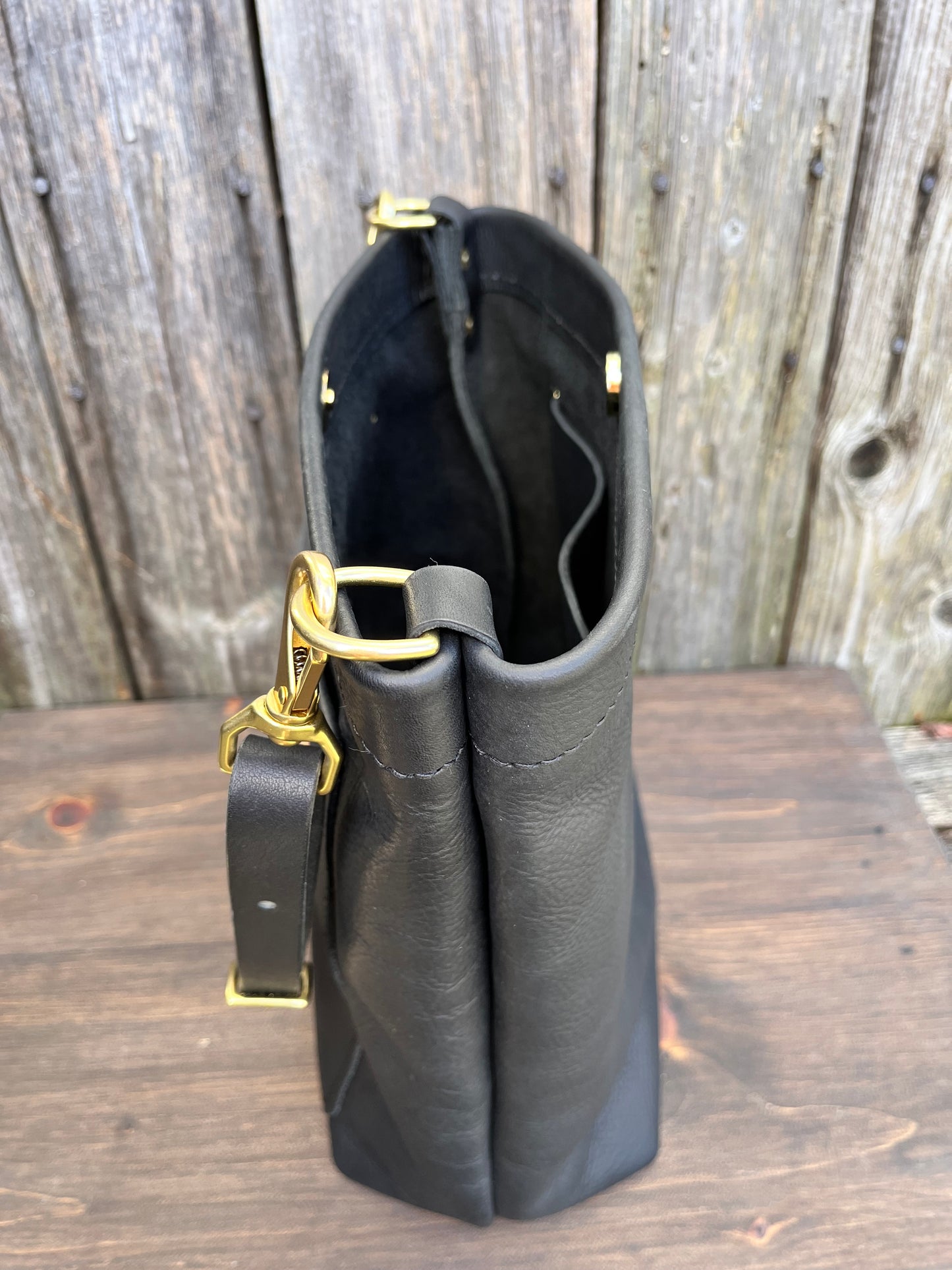 Bonnie Bucket in Black Kodiak with Adjustable Horween Strap