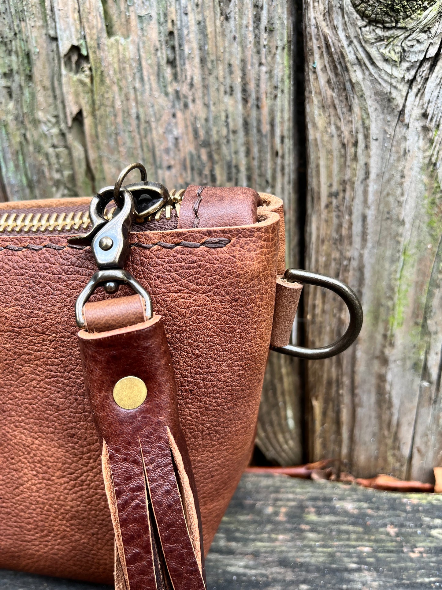 Pipsqueak Wristlet/Crossbody in Maverick Cowhide with Dark Brown Leather Accents