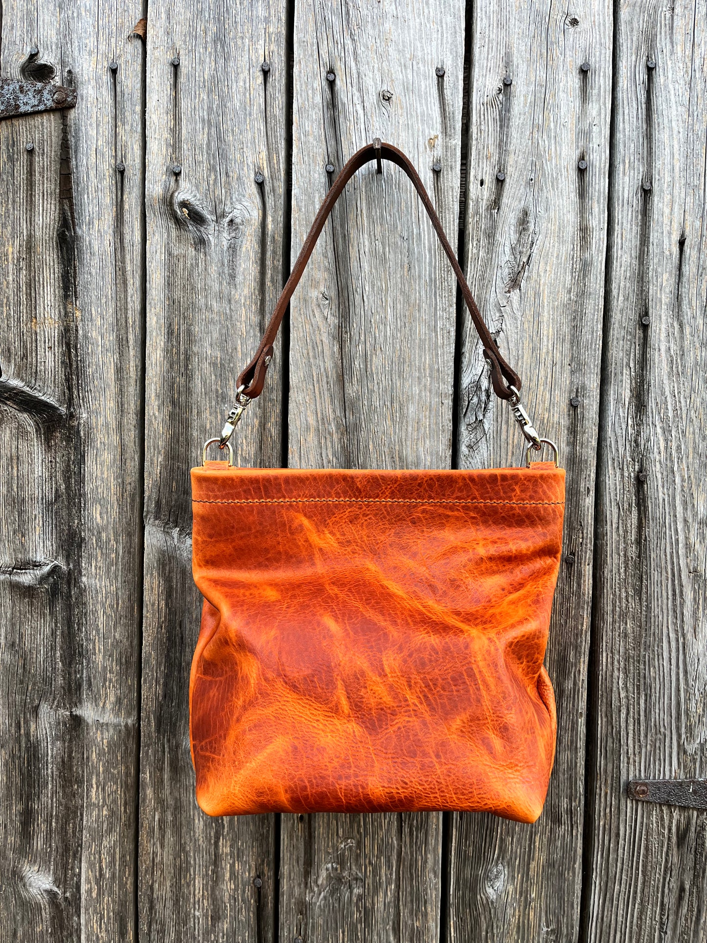 Carrie Hobo in Butternut Bison with Standard Leather Strap