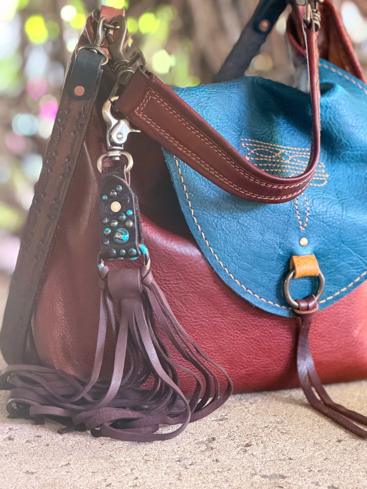 Boho Grungy Boot Strap Tassel in Dark Brown Deerskin, OOAK