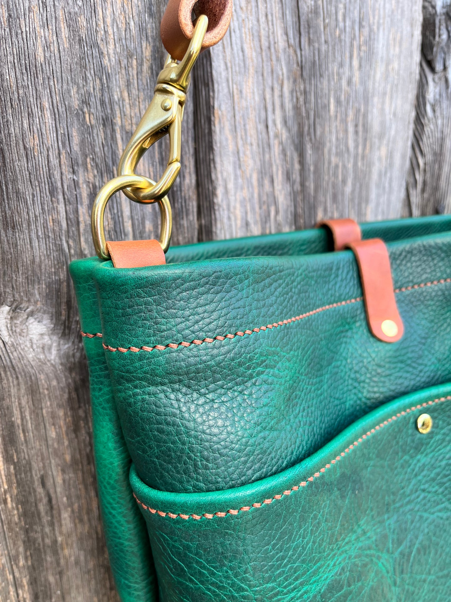 Carrie Panel Pocket Hobo in Emerald Cowhide