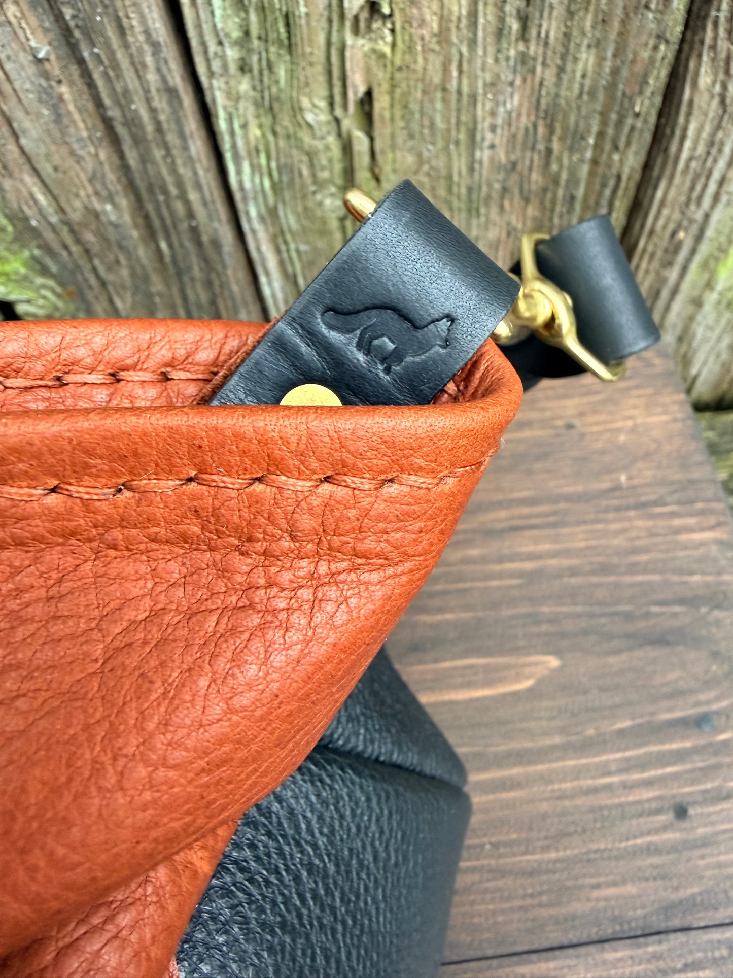 Vienna Shoulder Bag in Brandy & Black Leather - CUSTOM