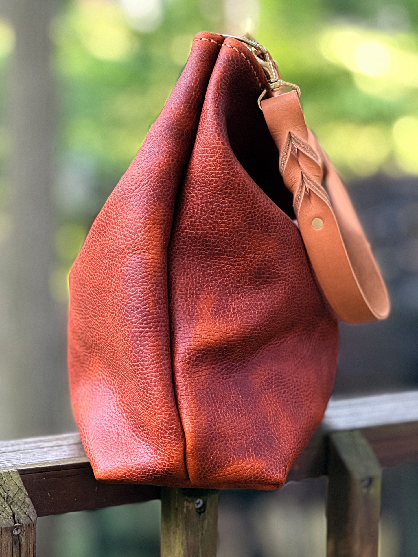 Rodeo Large Bucket in Hot Coals with Horween Braided Strap