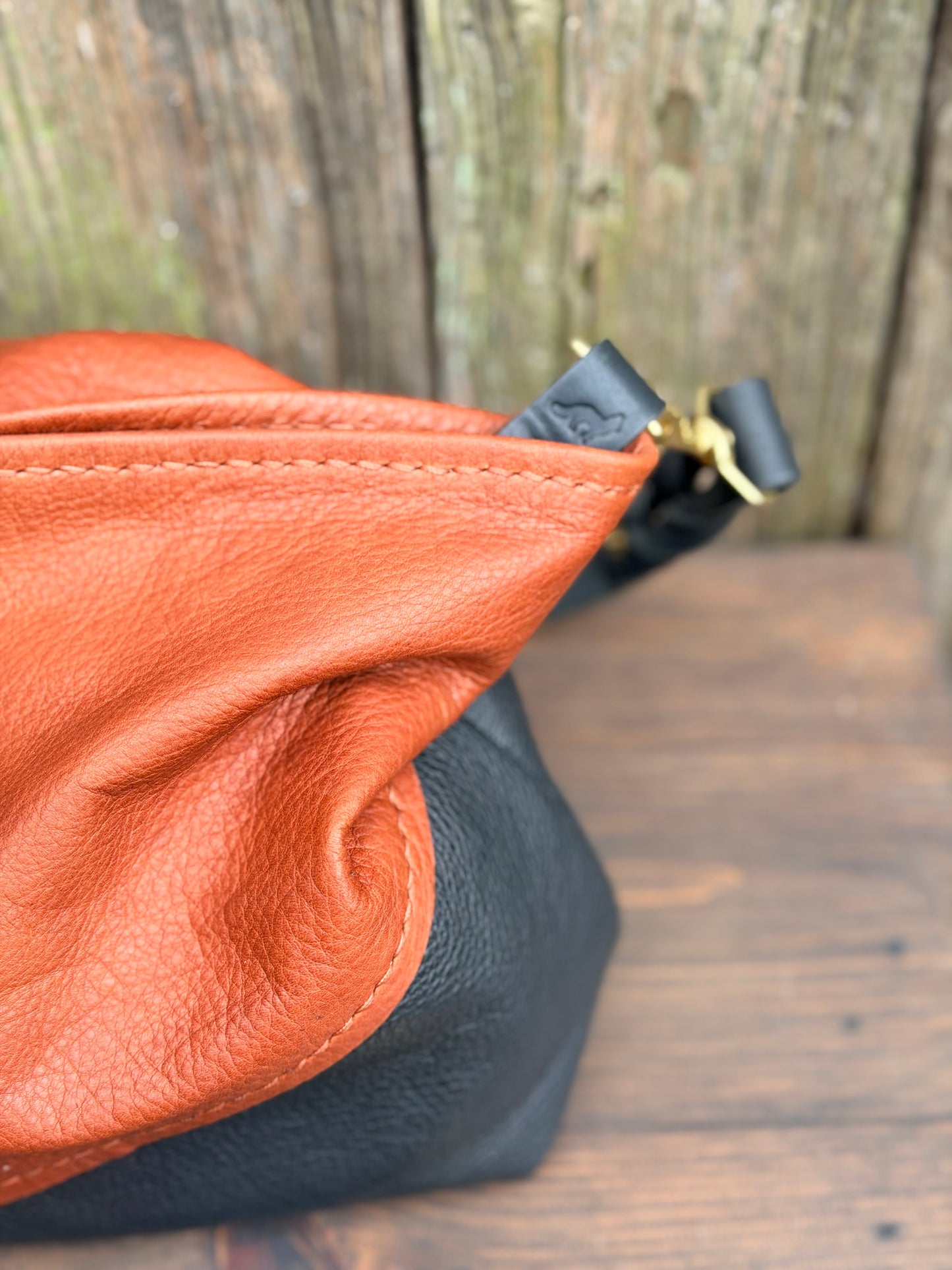 Vienna Shoulder Bag in Brandy & Black Leather - CUSTOM