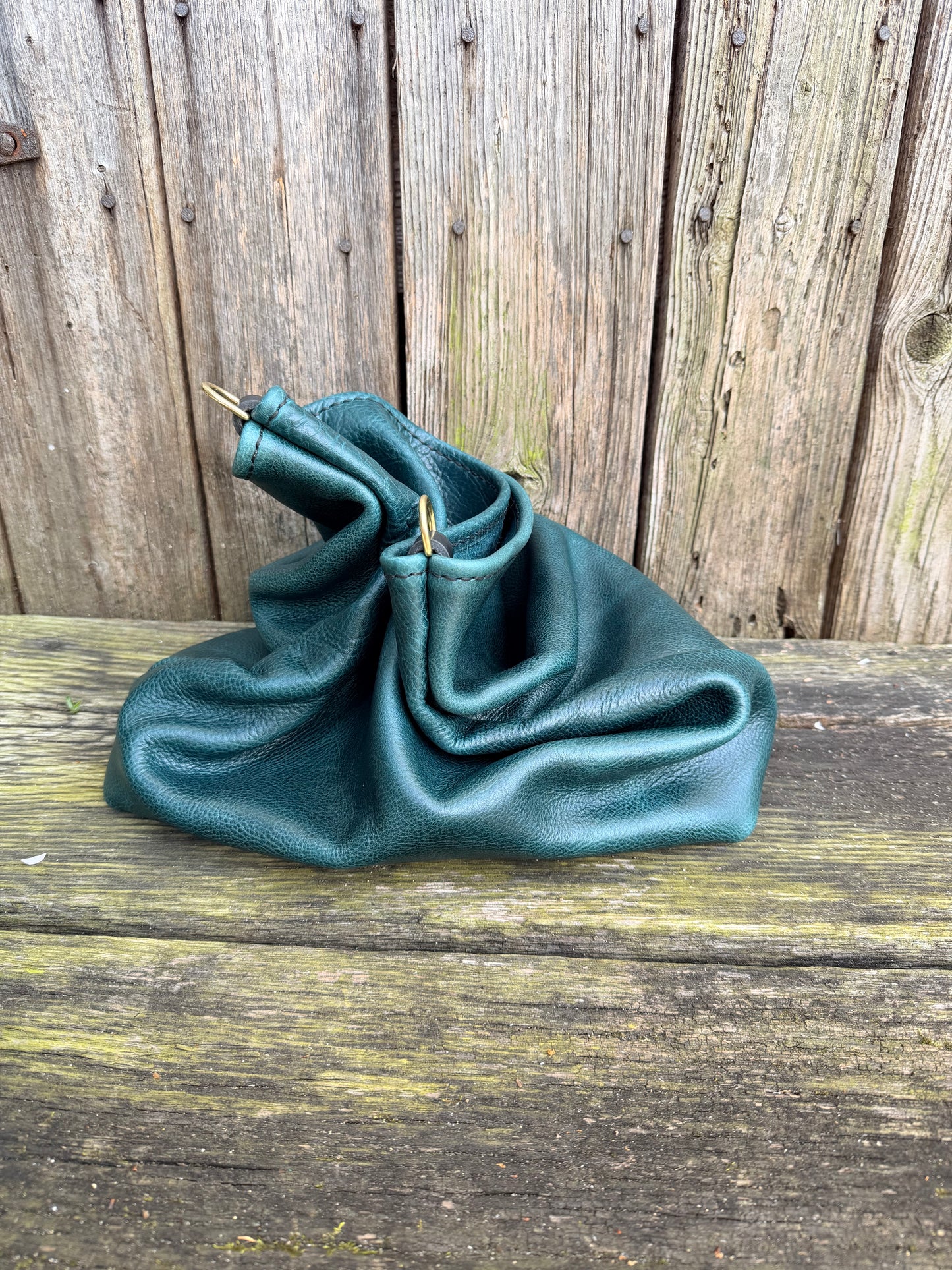 Rodeo Large Bucket in Dark Teal Bulldog Cowhide
