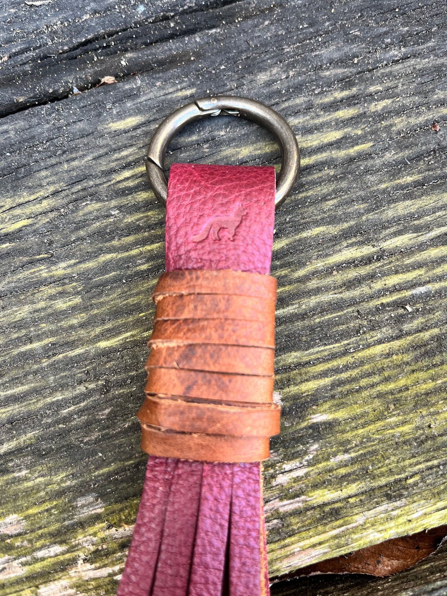 Knotted Leather Tassel in Bordeaux & Tan Kodiak 12”-13”
