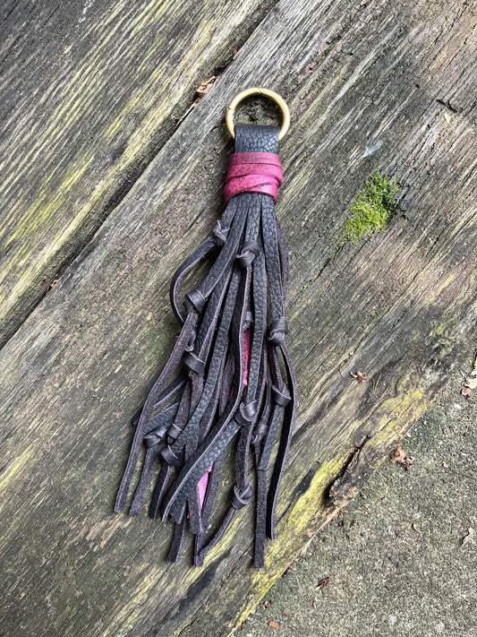 Two-Toned Handmade Knotted Leather Tassel