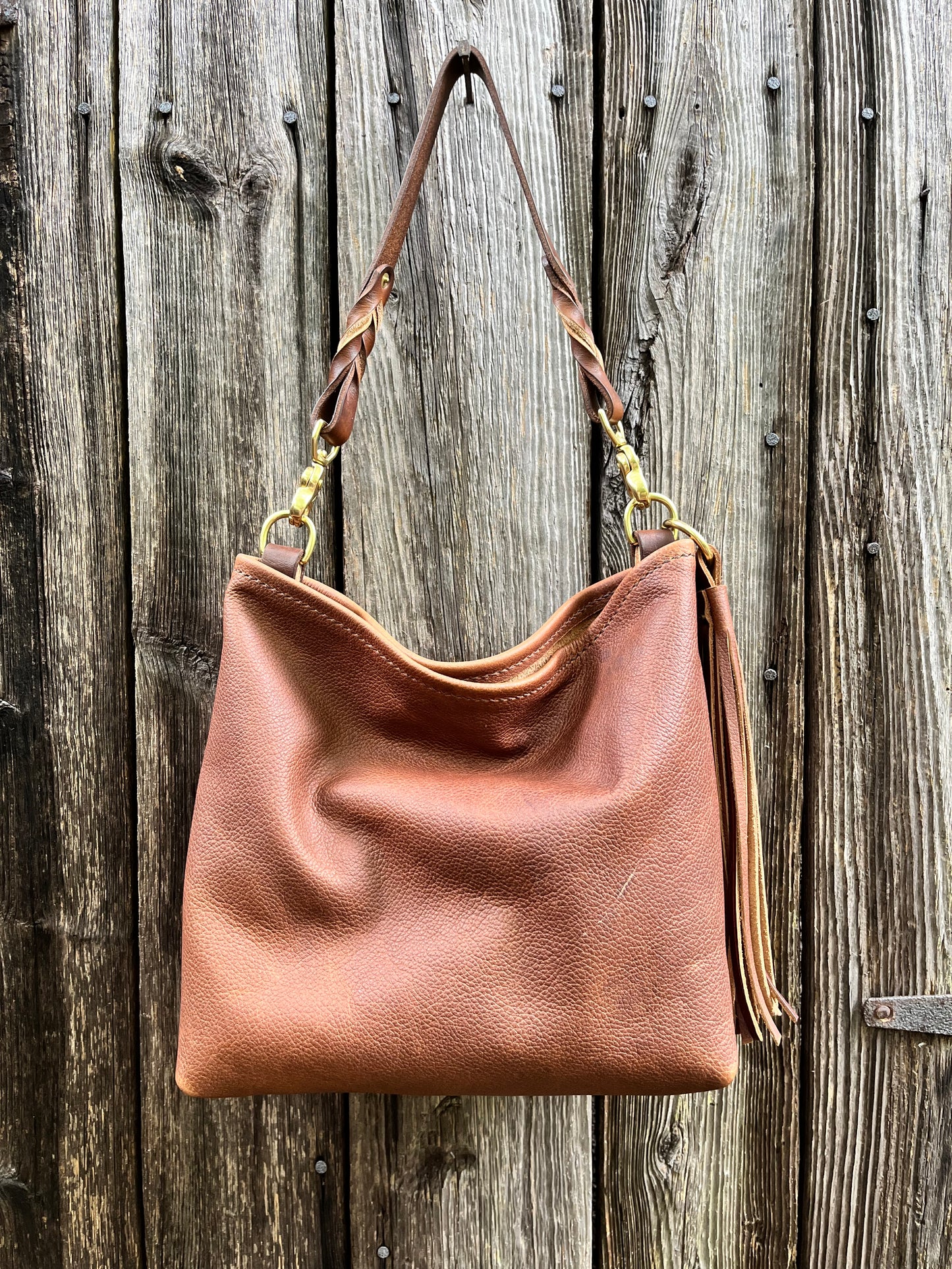 Mimi Slouch Bag in Maverick Brown with Leather Tassel