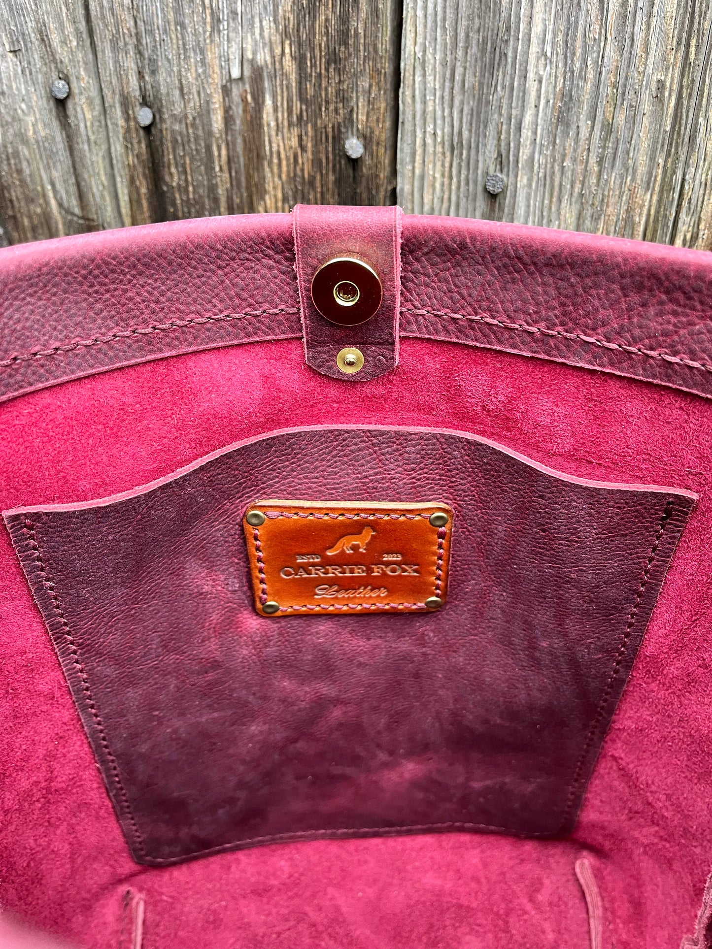 Bonnie Bucket in Purple Kodiak with Longer Braided Leather Strap