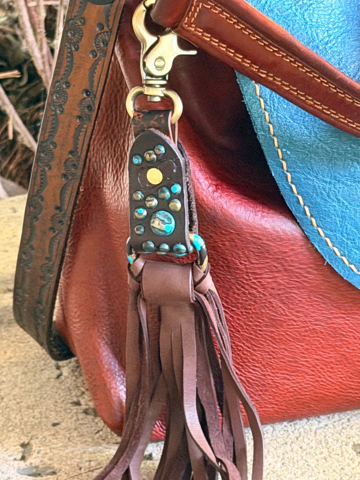 Boho Grungy Boot Strap Tassel in Dark Brown Deerskin, OOAK