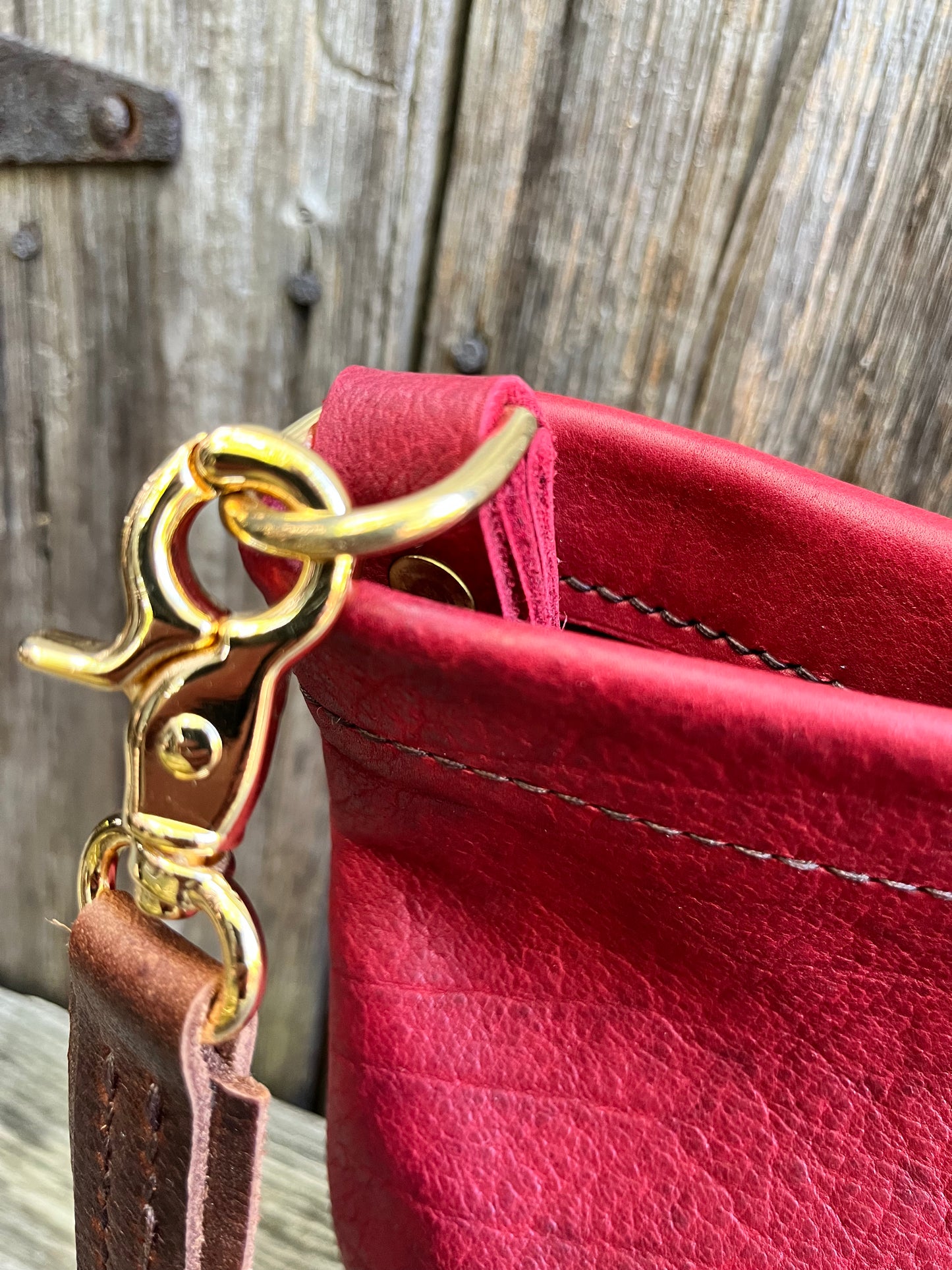 Carrie Hobo in Cherry Bison with Standard Leather Strap