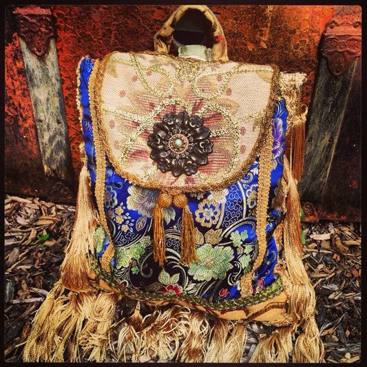 Pandora Sling Tote, Knapsack, Mixed Textile Wearable Art