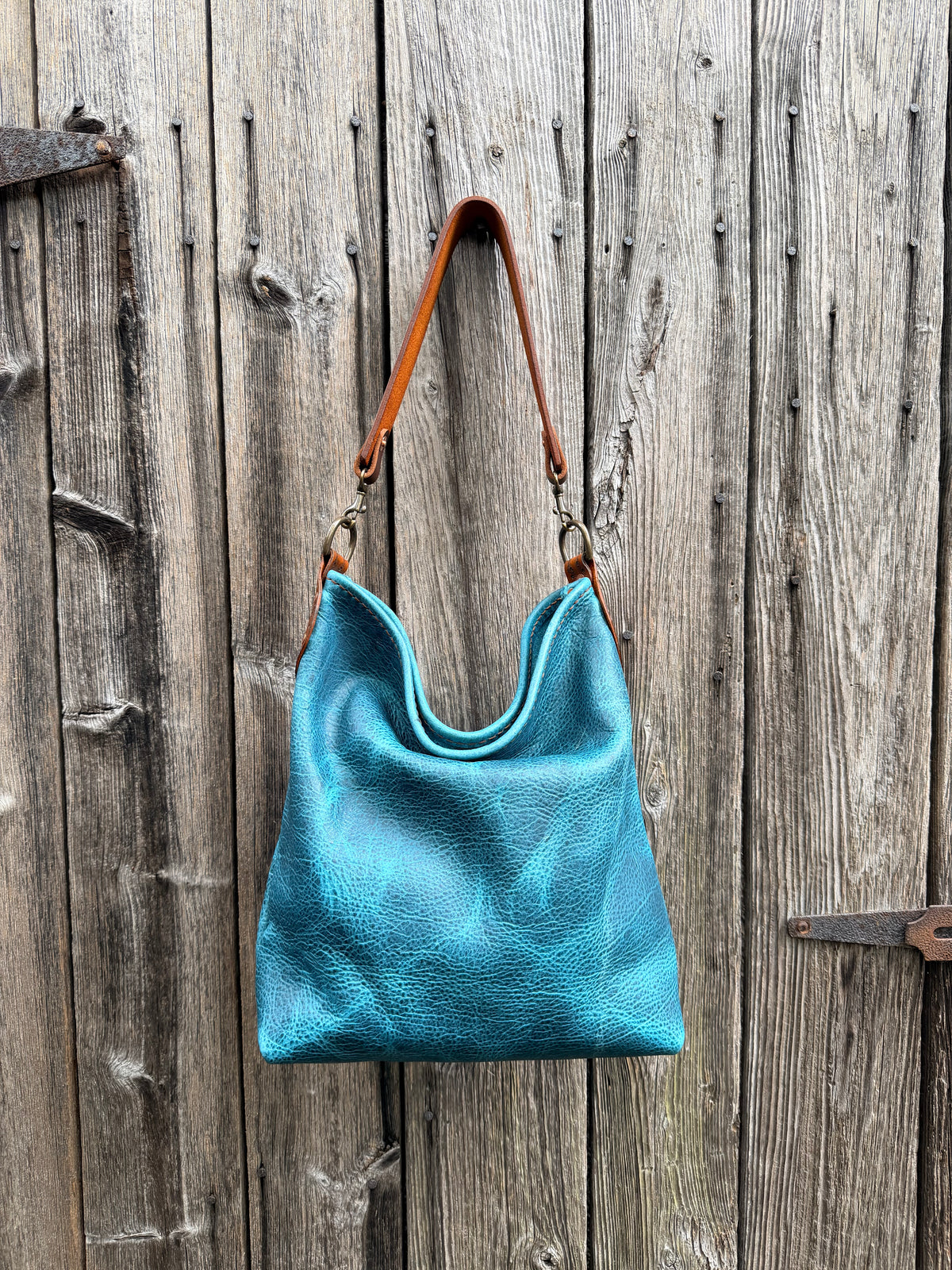 Willy Bucket in Premium Blue Bison with Guitar Strap