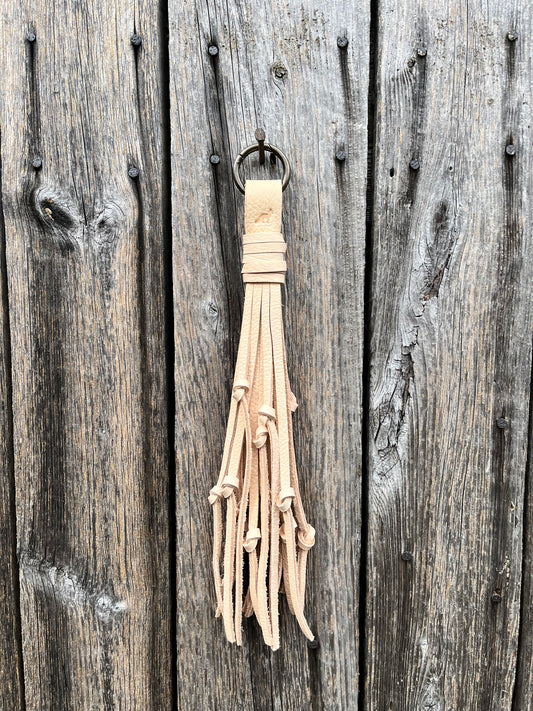 Extra Long Knotted Leather Tassel in Natural Veg Tan 15”