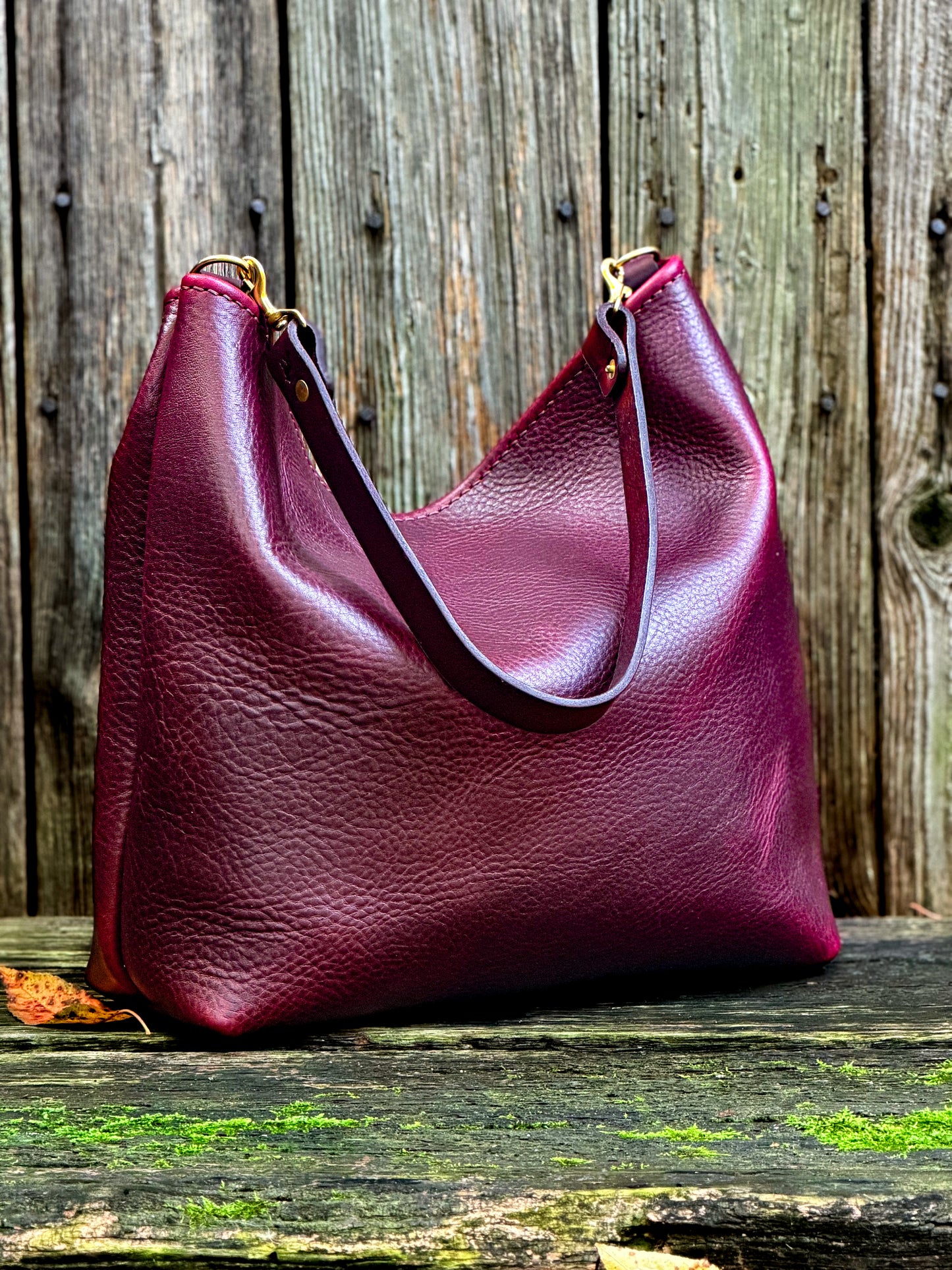 Rodeo Large Bucket in Oxblood Leather with Horween Dark Brown Strap