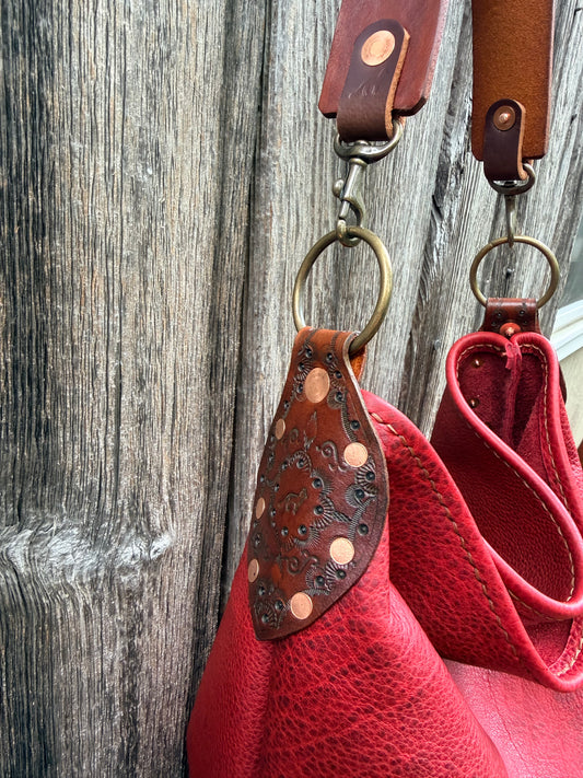 Willy Bucket in Premium Barn Red Bison with Guitar Strap