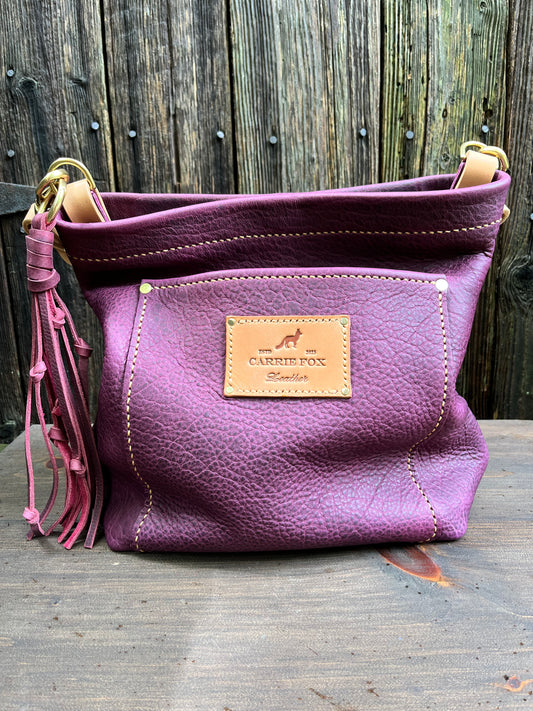 Carrie Pocket Hobo in Grape Bison