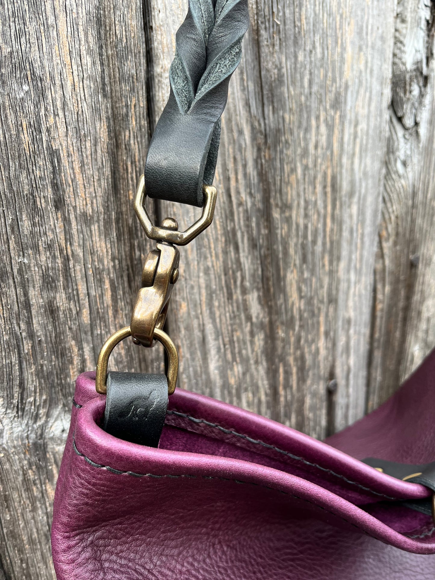 Mimi Slouch Bag in Violet with Braided Throwover Leather Tassel