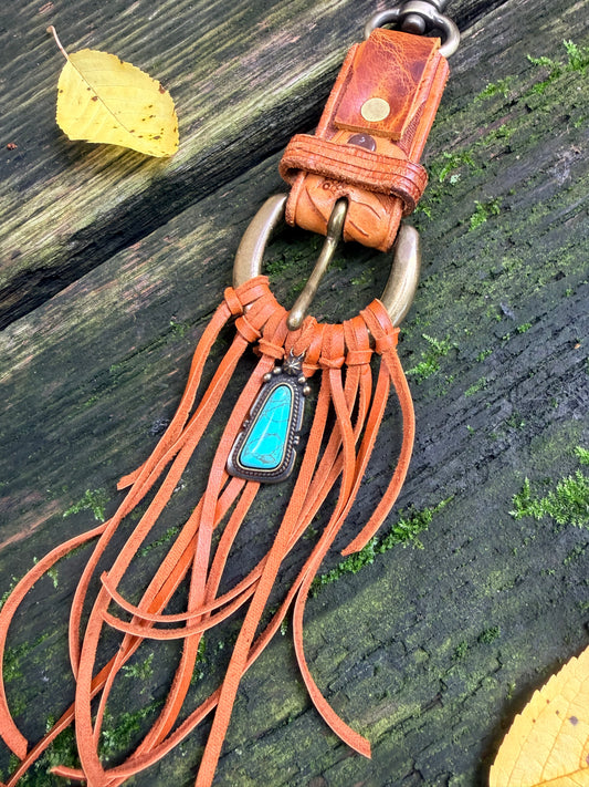 Boot Strap Tassel in Tan Leather 12”L